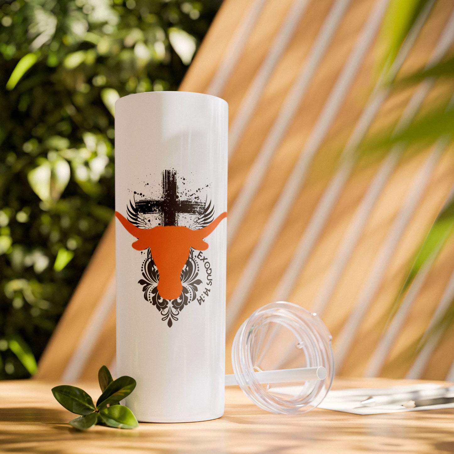 Faith inspired Texas State University at Austin Longhorn themed Skinny Tumbler| university Style Travel Mug | Personalized Gift for university students|