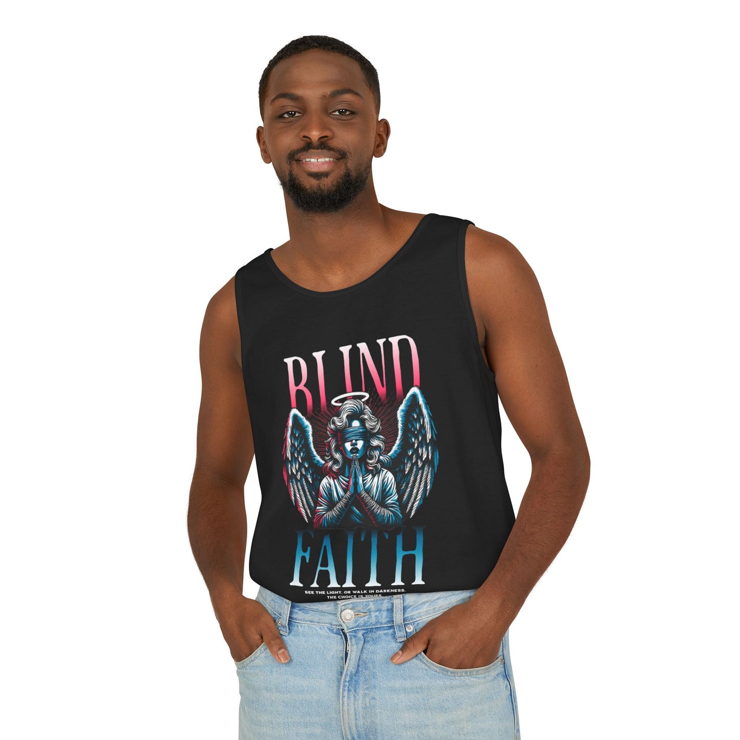 Stylish Unisex Graphic Tank Top - trendy Summer Attire, Casual Wear for everyday, Music Festivals, Gift Idea, Angel Theme