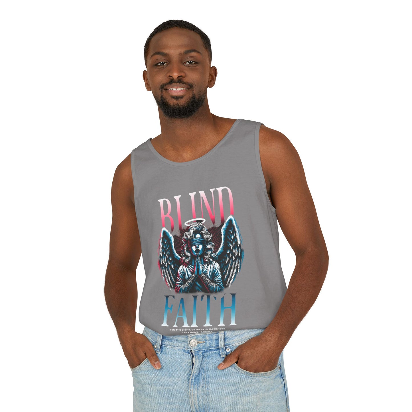 Stylish Unisex Graphic Tank Top - trendy Summer Attire, Casual Wear for everyday, Music Festivals, Gift Idea, Angel Theme