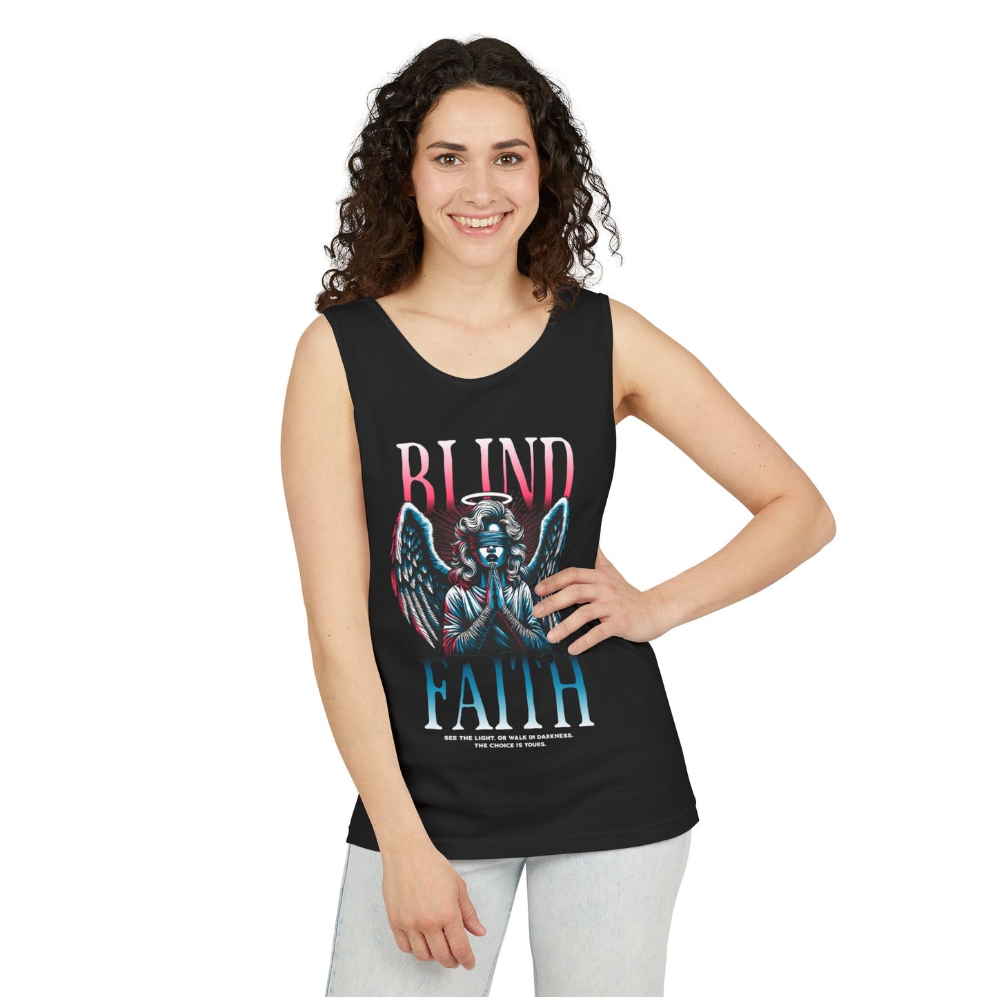 Stylish Unisex Graphic Tank Top - trendy Summer Attire, Casual Wear for everyday, Music Festivals, Gift Idea, Angel Theme