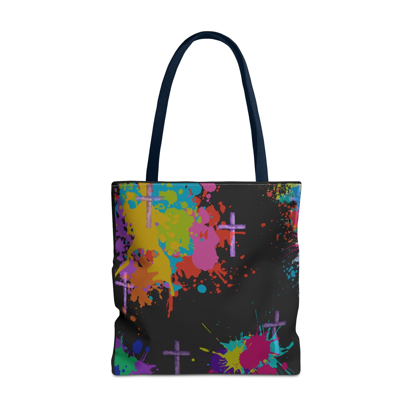 Colorful Splash Cross Tote Bag, Canvas Shopping Bag, Trendy Beach Bag, Festival Tote, Gift for Creative Souls