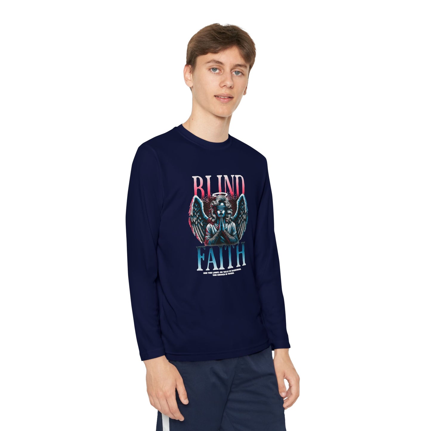 Youth Long Sleeve Tee - Blind Faith Graphic, Stylish Kids Shirt, Birthday Gift, Casual Wear, Trendy Youth Apparel, Unique Design Shirt
