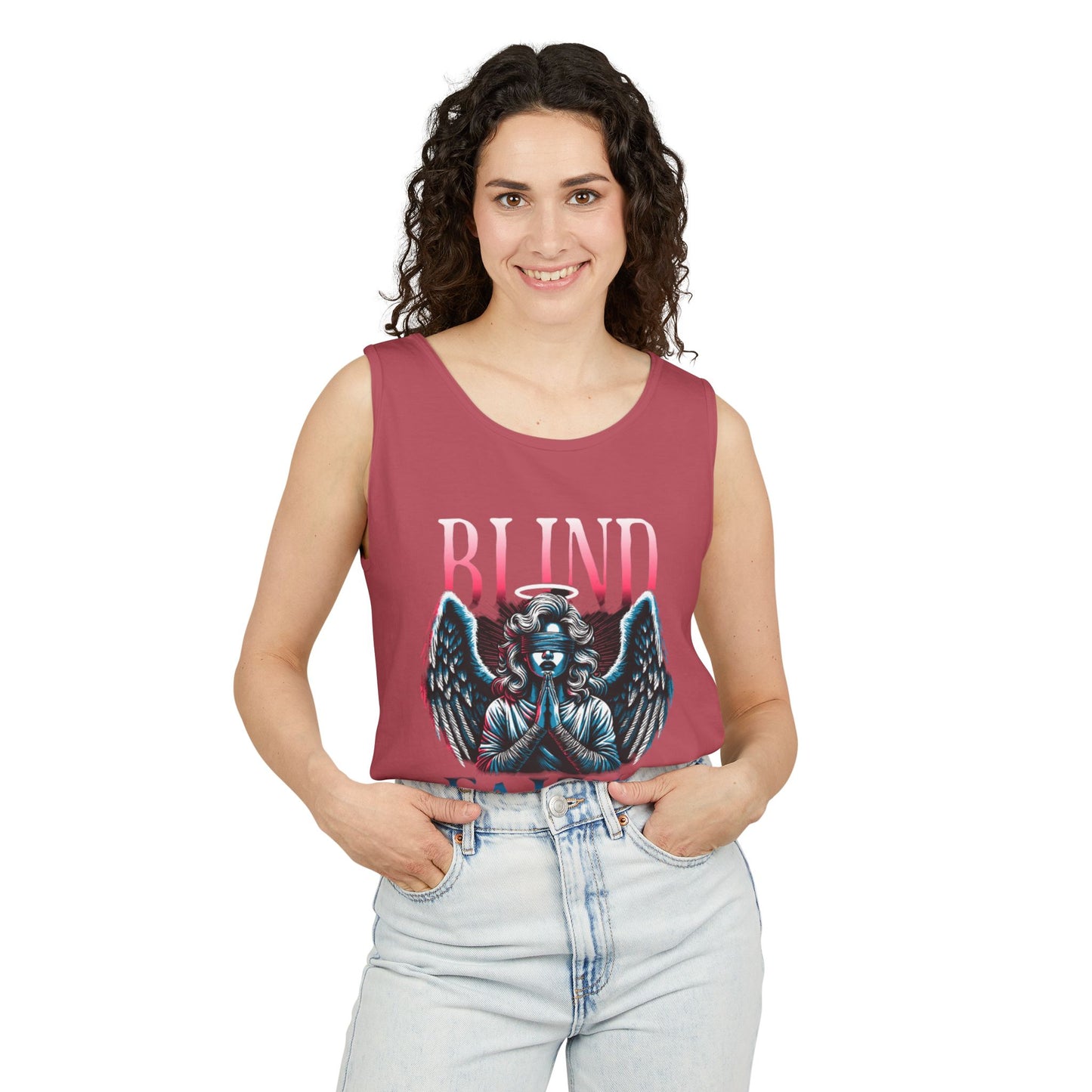 Stylish Unisex Graphic Tank Top - trendy Summer Attire, Casual Wear for everyday, Music Festivals, Gift Idea, Angel Theme