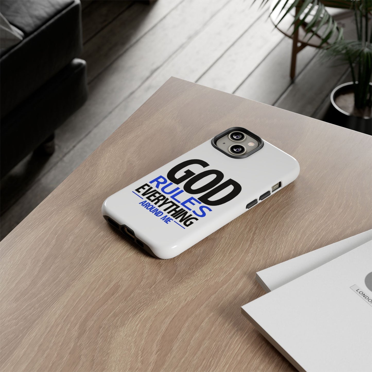 God Rules Tough Phone Case, trending phone cases, Religious Gift, spiritually themed Accessory, Inspirational Phone Case, Faith-Based phone Case