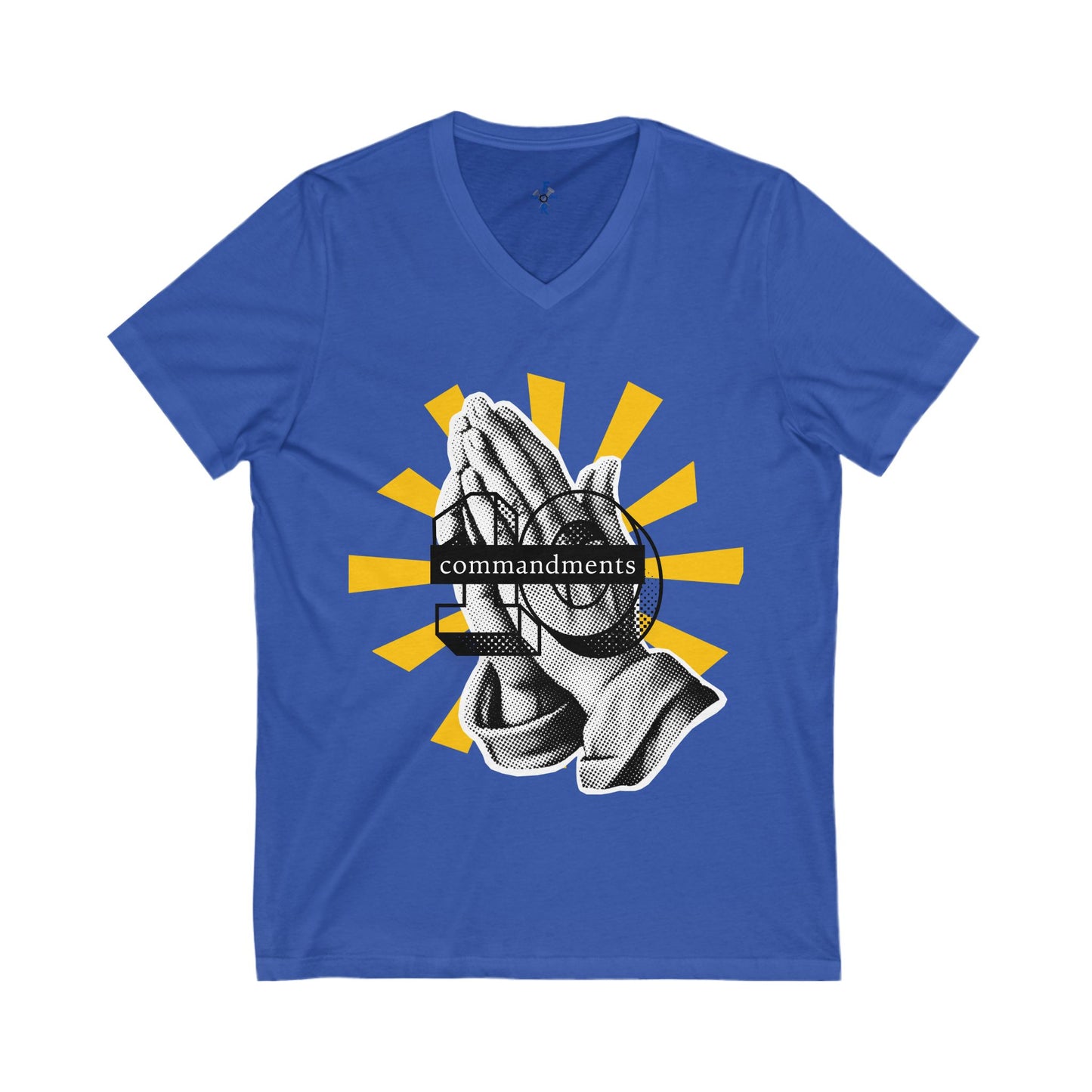Praying Hands Graphic Tee | Unisex V-Neck T-Shirt, Bible themed graphic tee, Religious Gift, Inspirational Apparel, Commandments Shirt