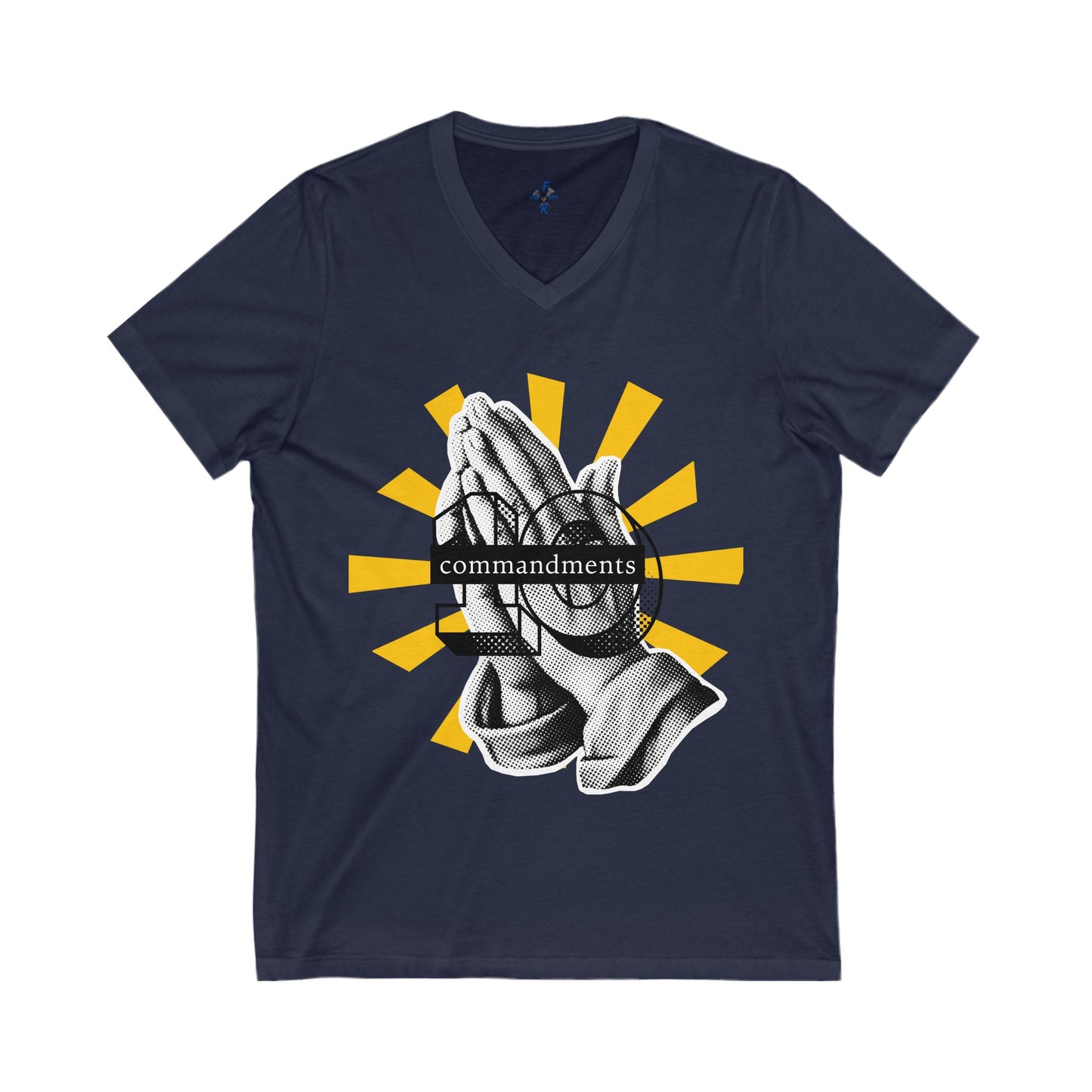 Praying Hands Graphic Tee | Unisex V-Neck T-Shirt, Bible themed graphic tee, Religious Gift, Inspirational Apparel, Commandments Shirt