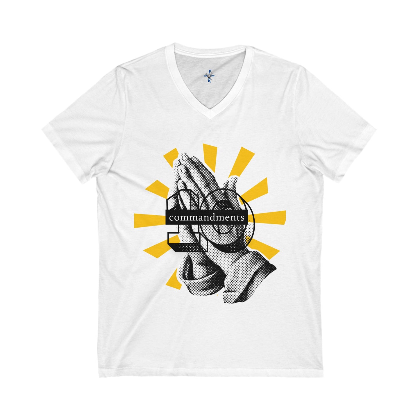 Praying Hands Graphic Tee | Unisex V-Neck T-Shirt, Bible themed graphic tee, Religious Gift, Inspirational Apparel, Commandments Shirt