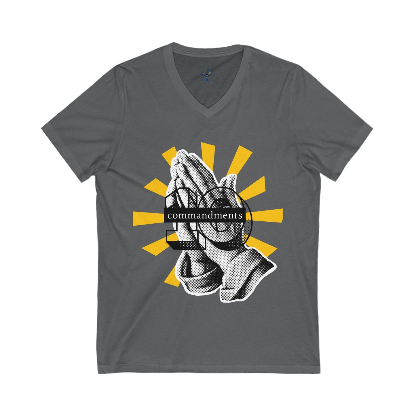 Praying Hands Graphic Tee | Unisex V-Neck T-Shirt, Bible themed graphic tee, Religious Gift, Inspirational Apparel, Commandments Shirt