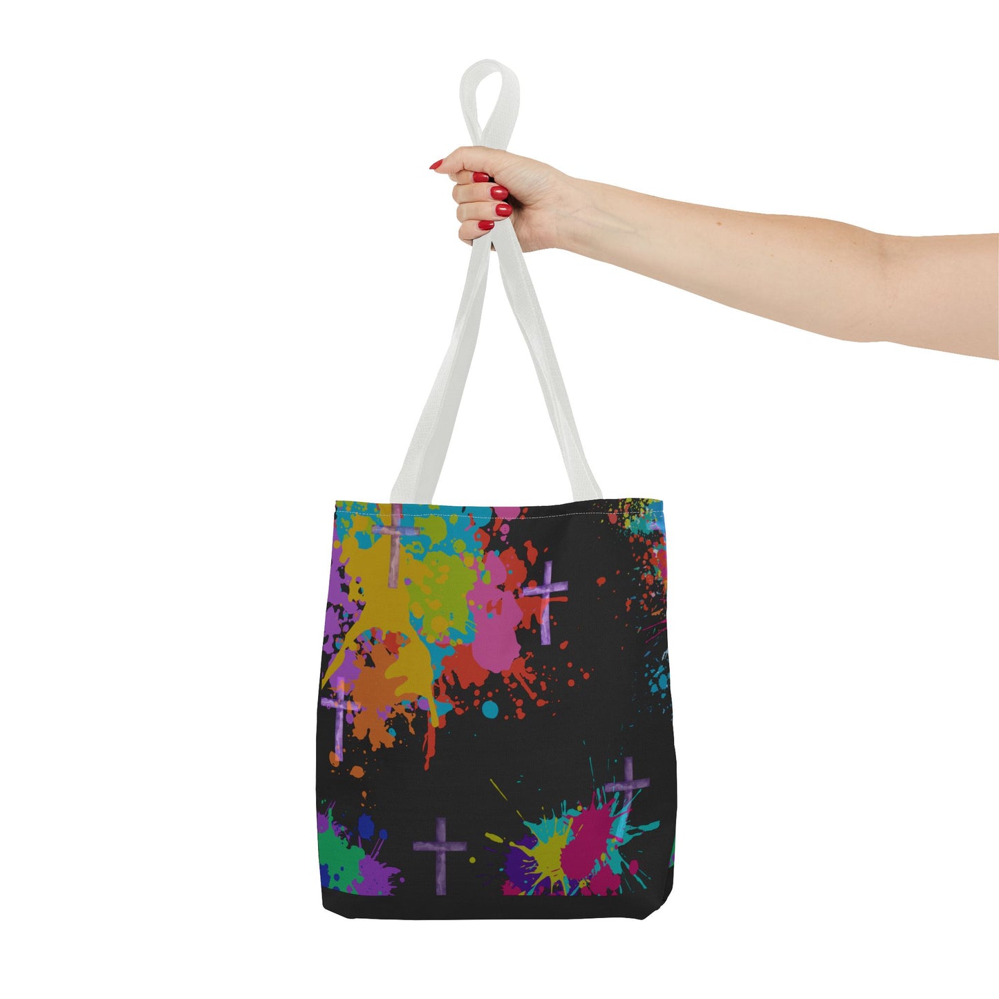 Colorful Splash Cross Tote Bag, Canvas Shopping Bag, Trendy Beach Bag, Festival Tote, Gift for Creative Souls