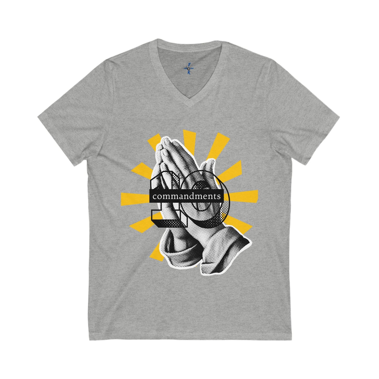 Praying Hands Graphic Tee | Unisex V-Neck T-Shirt, Bible themed graphic tee, Religious Gift, Inspirational Apparel, Commandments Shirt