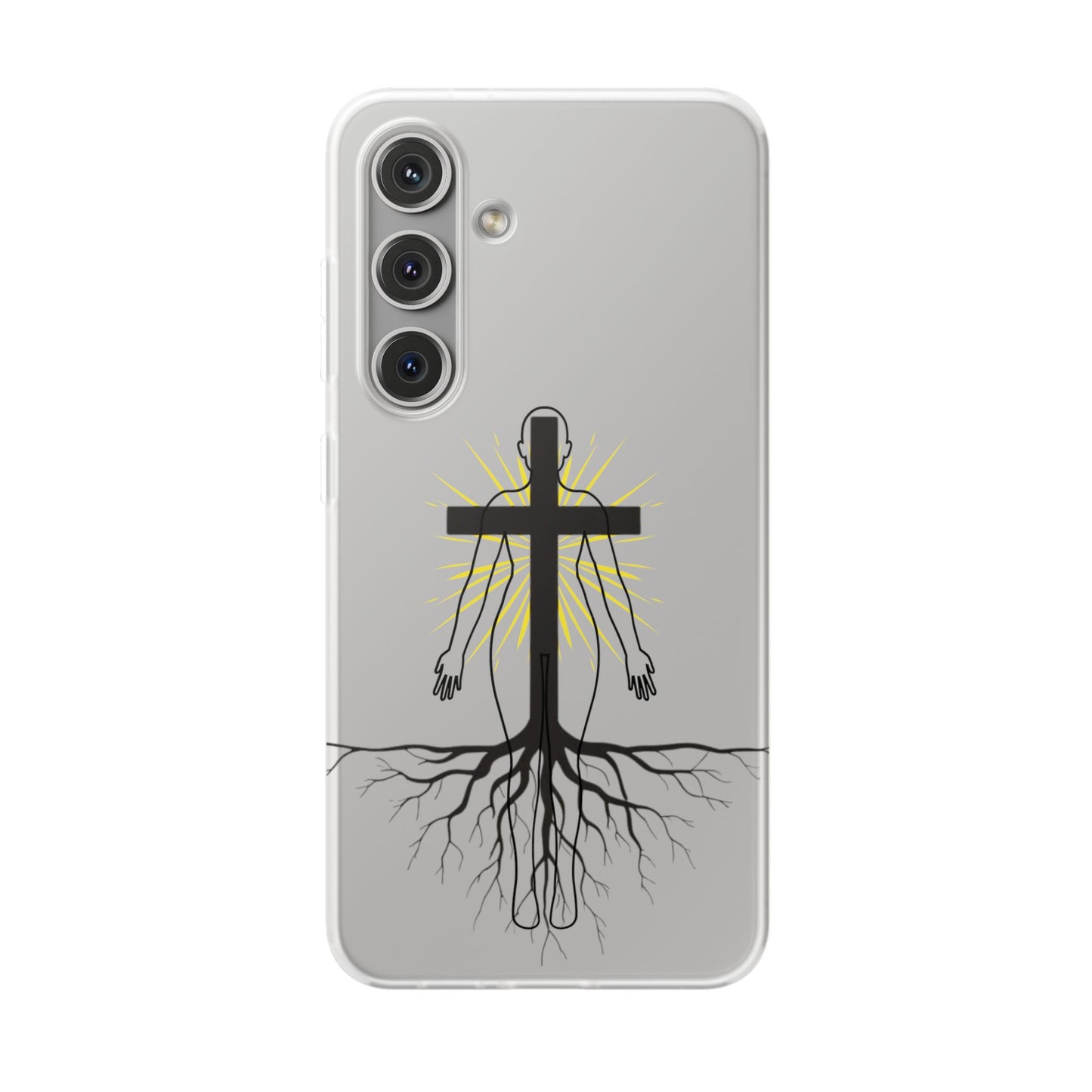 Spiritual healing Flexi Case, Motivational Phone Cover, Inspirational Gift idea, Cross Design Cell Phone Case, Unique Tech Accessory