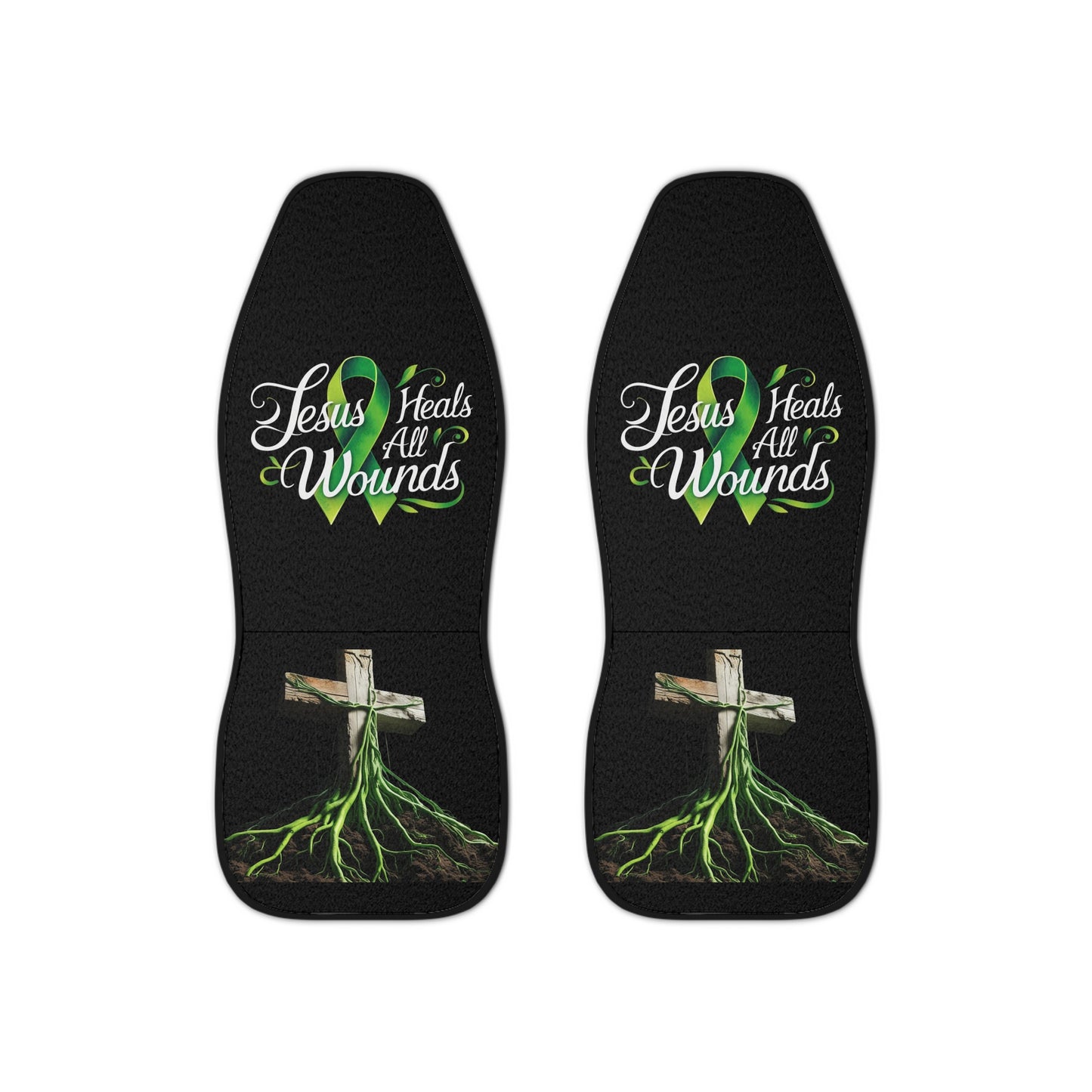 Faith-Inspired Car Seat Covers, mental health Auto Accessories, Jesus Heals All Wounds, Unique Car Decor, Gifts for Believers