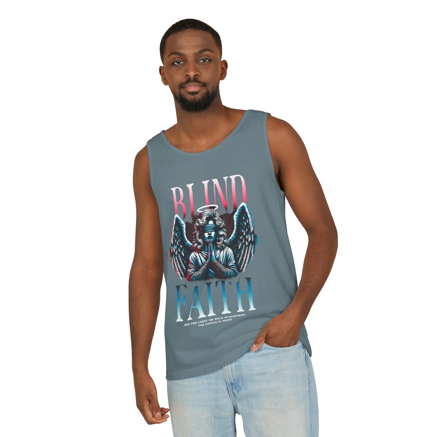 Stylish Unisex Graphic Tank Top - trendy Summer Attire, Casual Wear for everyday, Music Festivals, Gift Idea, Angel Theme