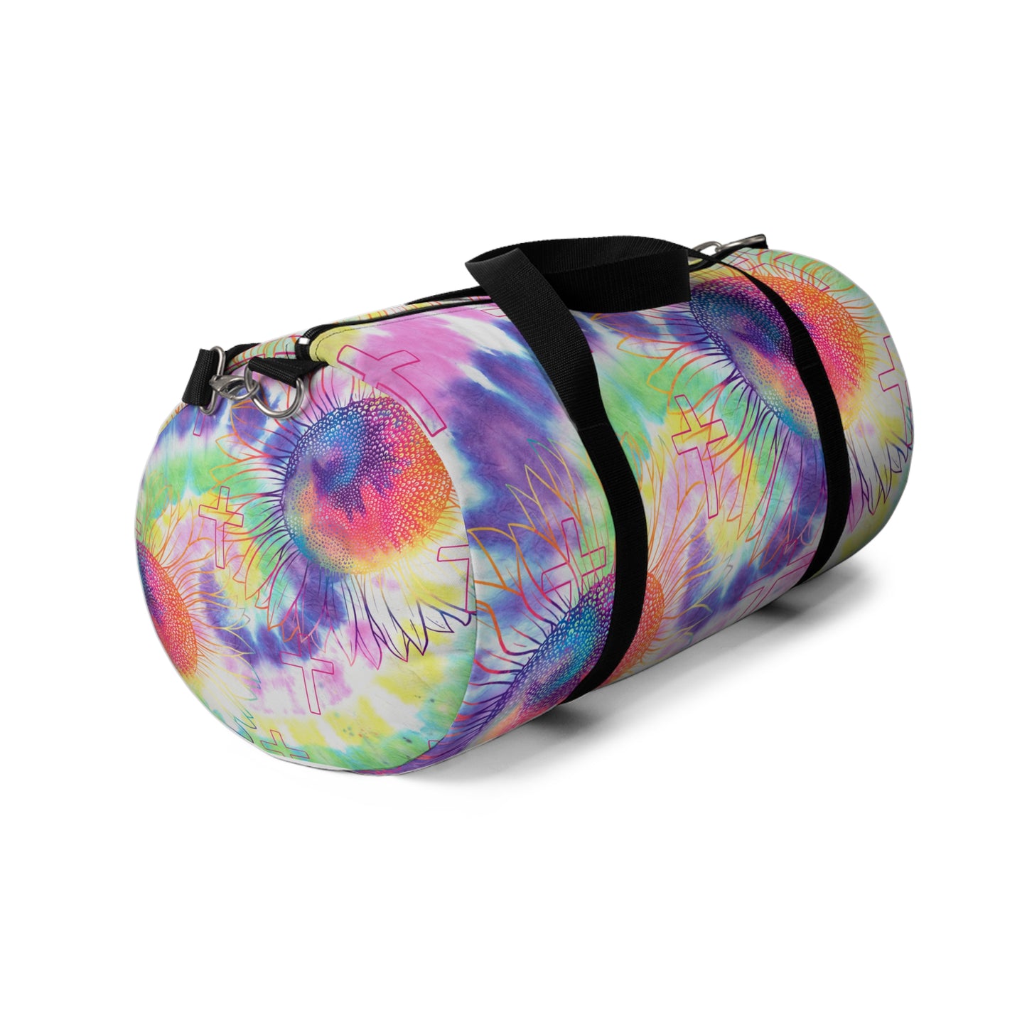 Vibrant Floral Cross Duffel Bag, faith inspired Gym Bag, Weekend faith based Travel Bag, cross themed Sports Bag, Tote for Fitness Enthusiasts, Christian Gifts