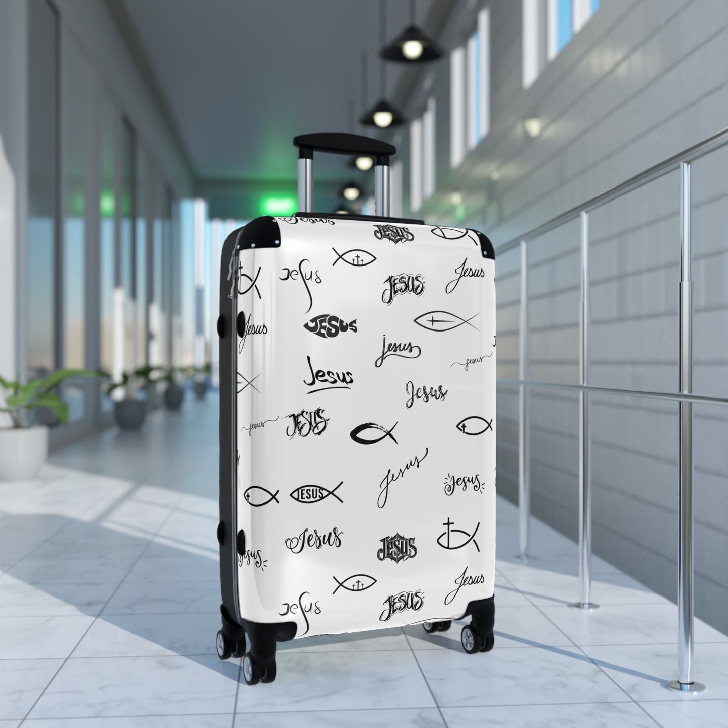 Stylish Travel Suitcase with Jesus Design, Christian Luggage, Faith-Inspired Carry-On, Religious Travel Gear, Perfect Gift for travelers who love jesus