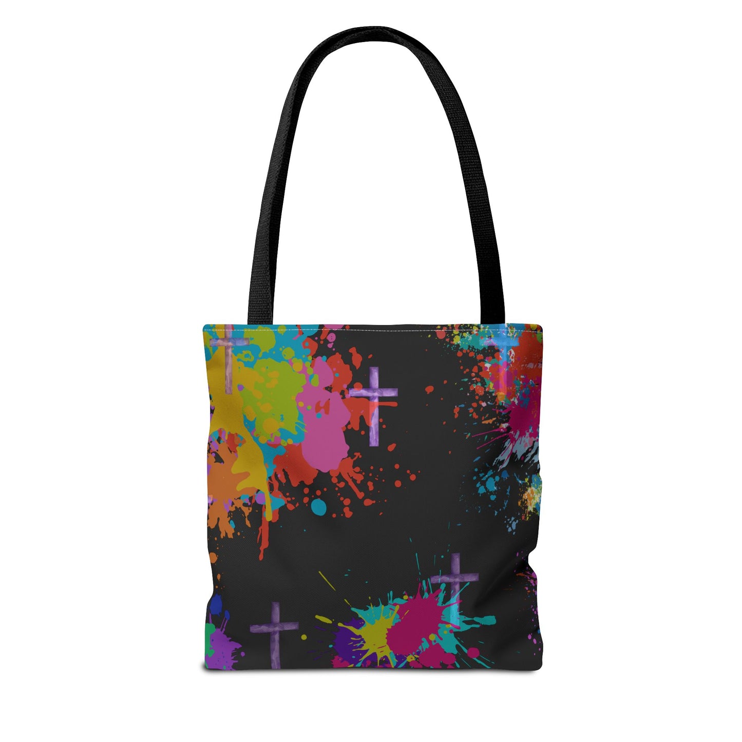Colorful Splash Cross Tote Bag, Canvas Shopping Bag, Trendy Beach Bag, Festival Tote, Gift for Creative Souls