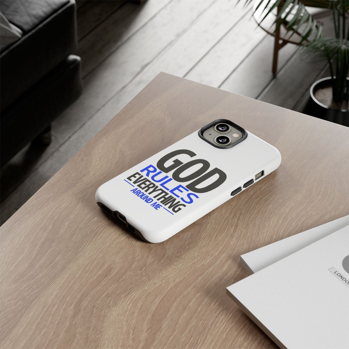 God Rules Tough Phone Case, trending phone cases, Religious Gift, spiritually themed Accessory, Inspirational Phone Case, Faith-Based phone Case