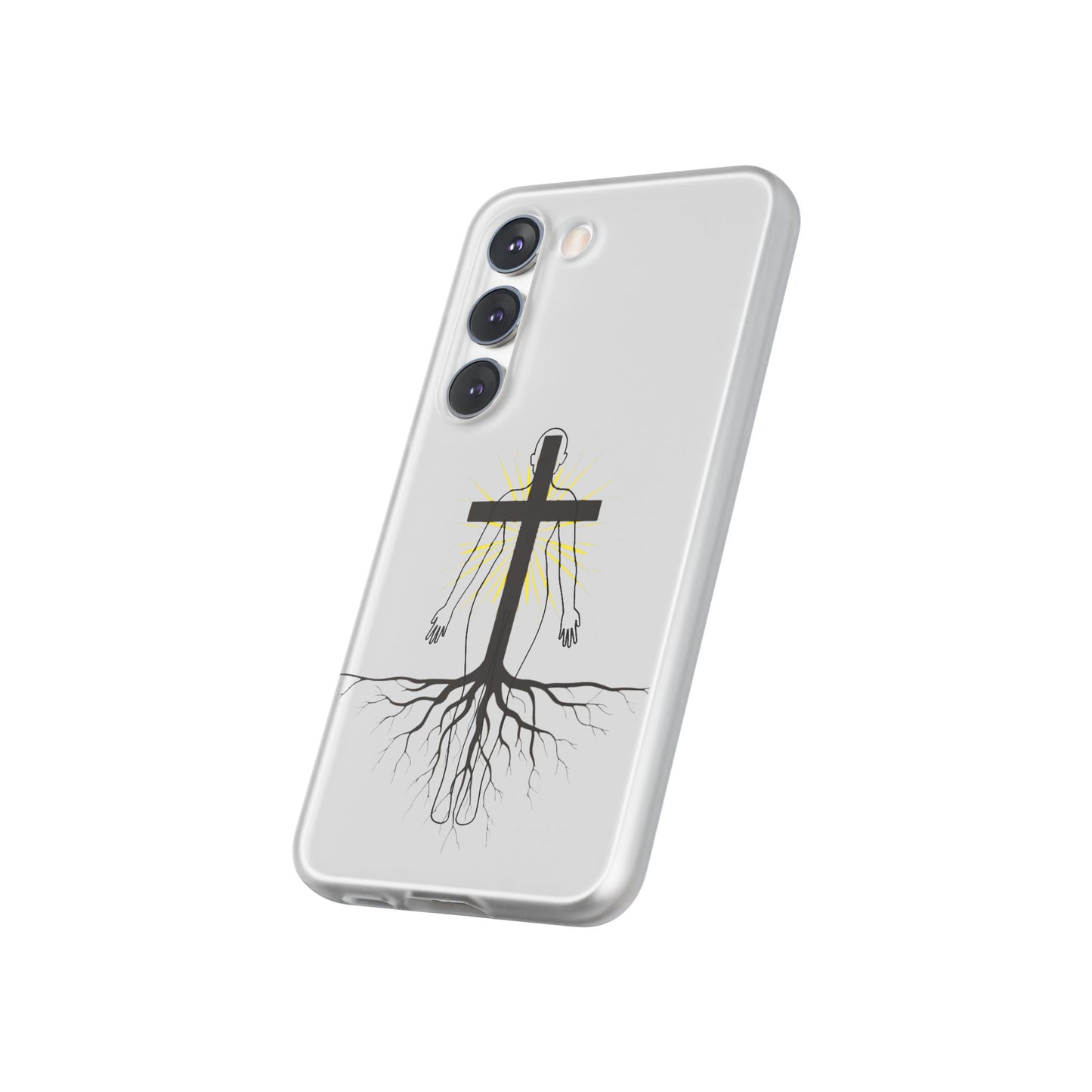 Spiritual healing Flexi Case, Motivational Phone Cover, Inspirational Gift idea, Cross Design Cell Phone Case, Unique Tech Accessory