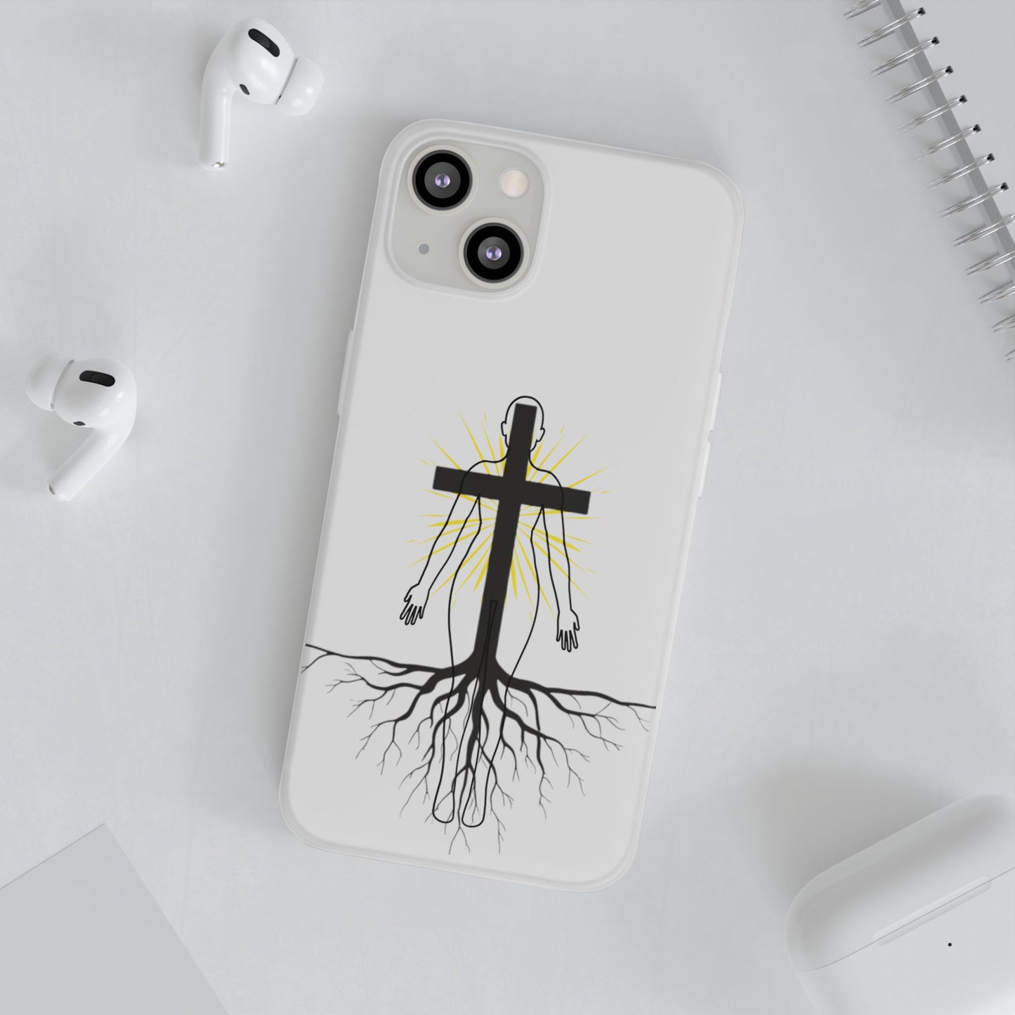 Spiritual healing Flexi Case, Motivational Phone Cover, Inspirational Gift idea, Cross Design Cell Phone Case, Unique Tech Accessory