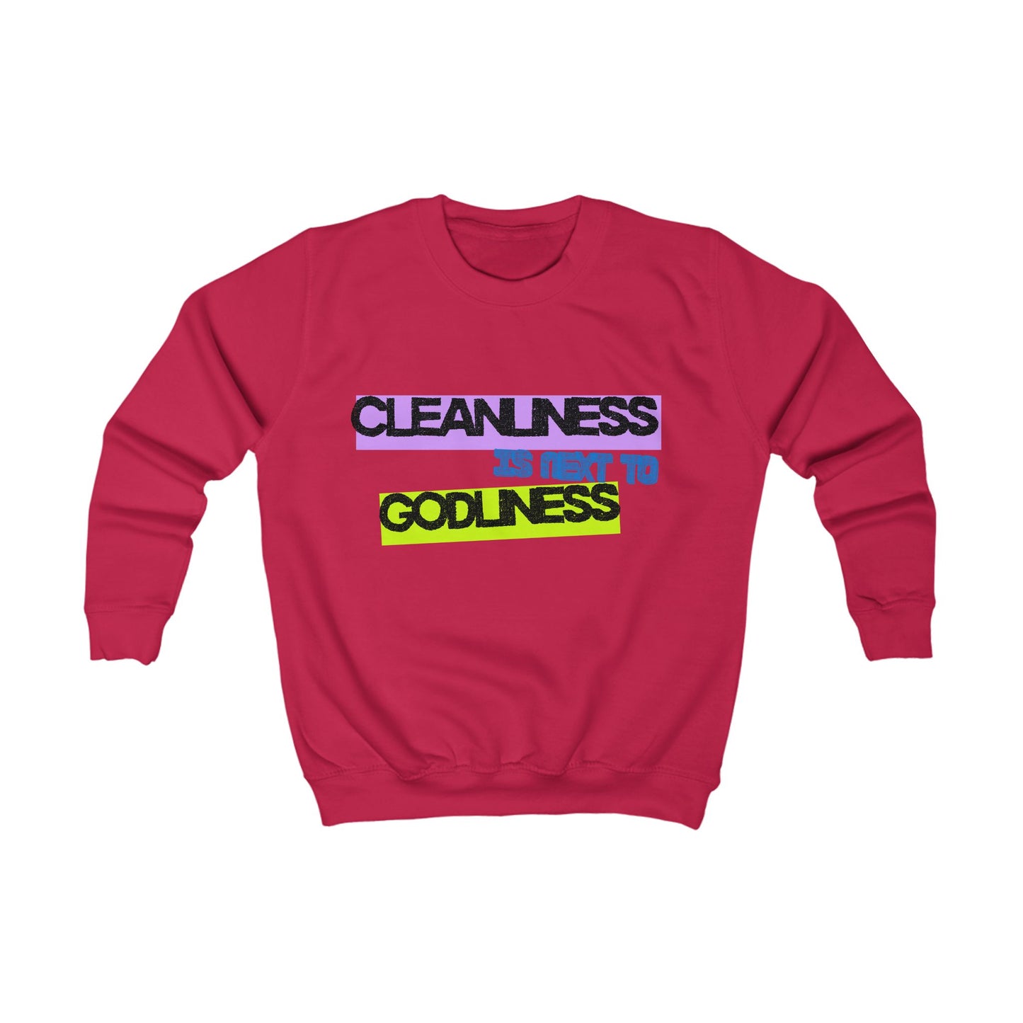 Vibrant Kids Sweatshirt – Cleanliness is Next to Godliness, Godschild, Fun Apparel for christian youth, Gift for youth, Religious Sweatshirt, Youth Fashion