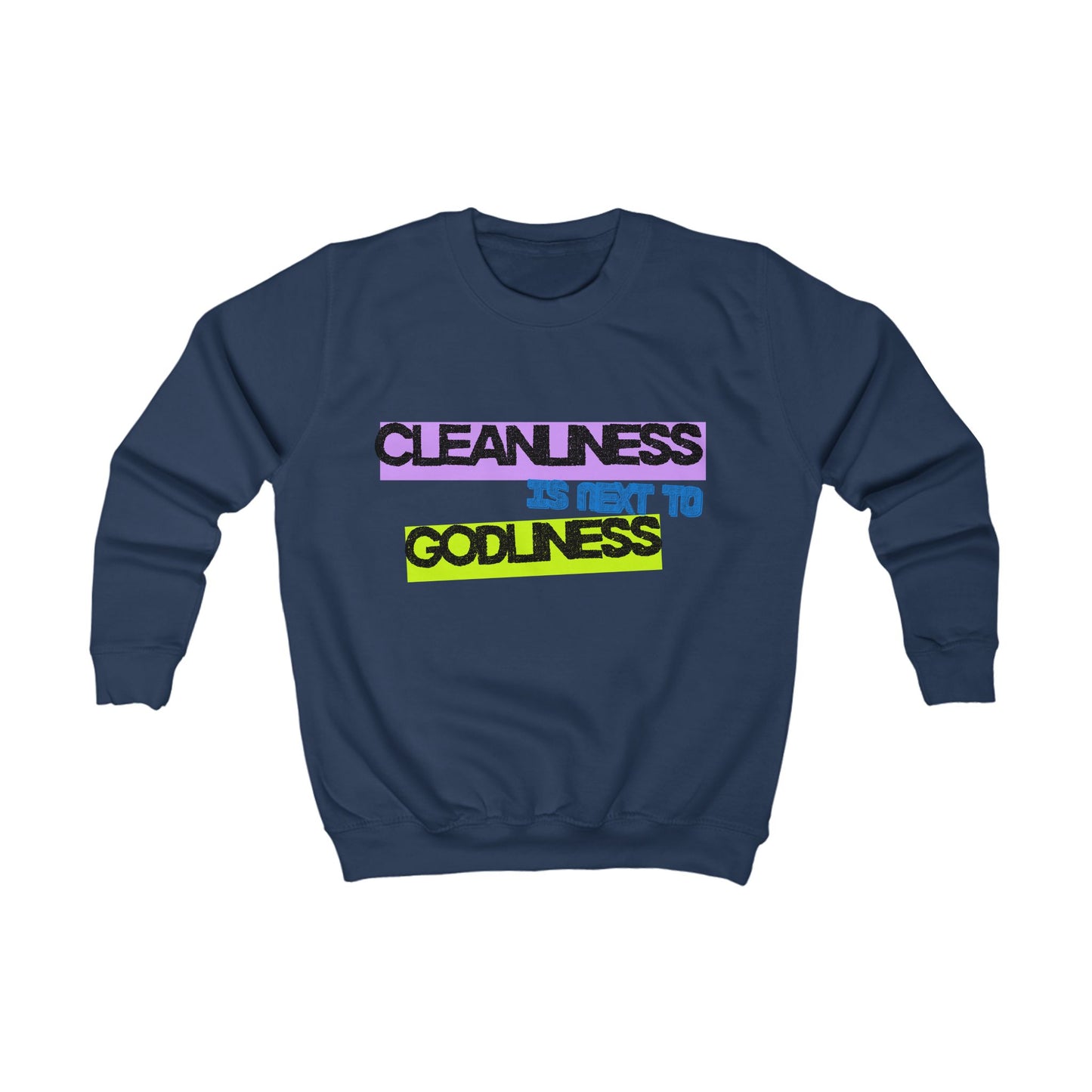 Vibrant Kids Sweatshirt – Cleanliness is Next to Godliness, Godschild, Fun Apparel for christian youth, Gift for youth, Religious Sweatshirt, Youth Fashion
