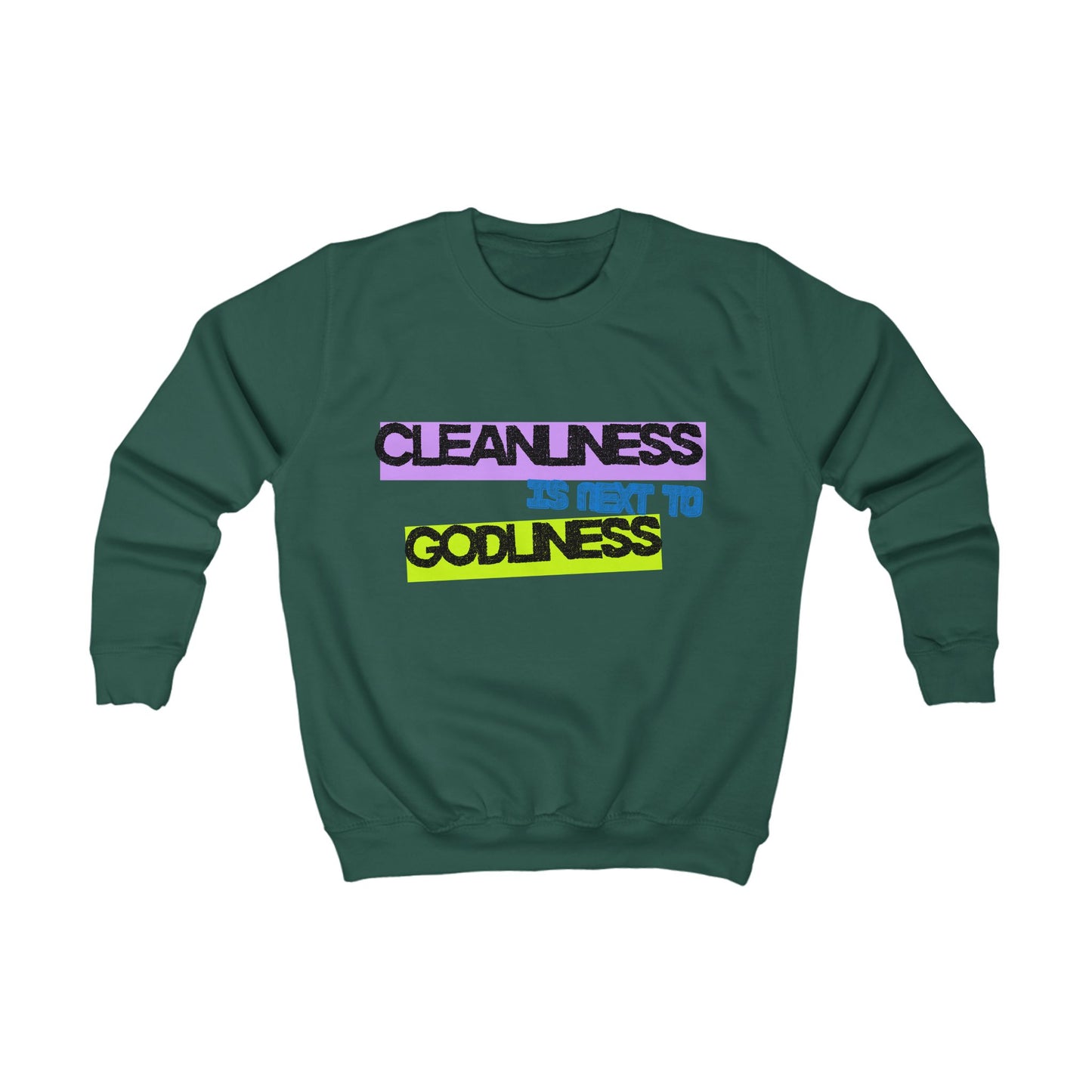 Vibrant Kids Sweatshirt – Cleanliness is Next to Godliness, Godschild, Fun Apparel for christian youth, Gift for youth, Religious Sweatshirt, Youth Fashion