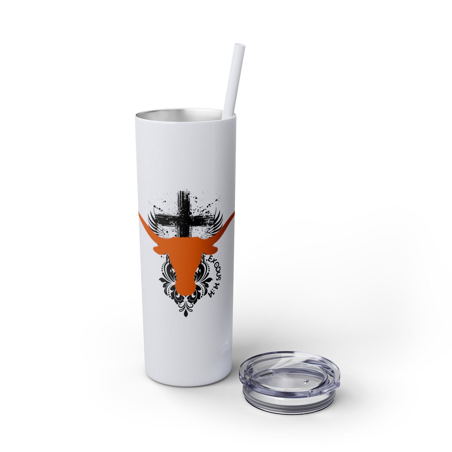 Faith inspired Texas State University at Austin Longhorn themed Skinny Tumbler| university Style Travel Mug | Personalized Gift for university students|
