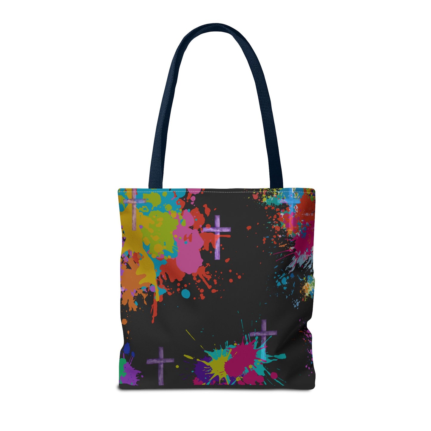 Colorful Splash Cross Tote Bag, Canvas Shopping Bag, Trendy Beach Bag, Festival Tote, Gift for Creative Souls