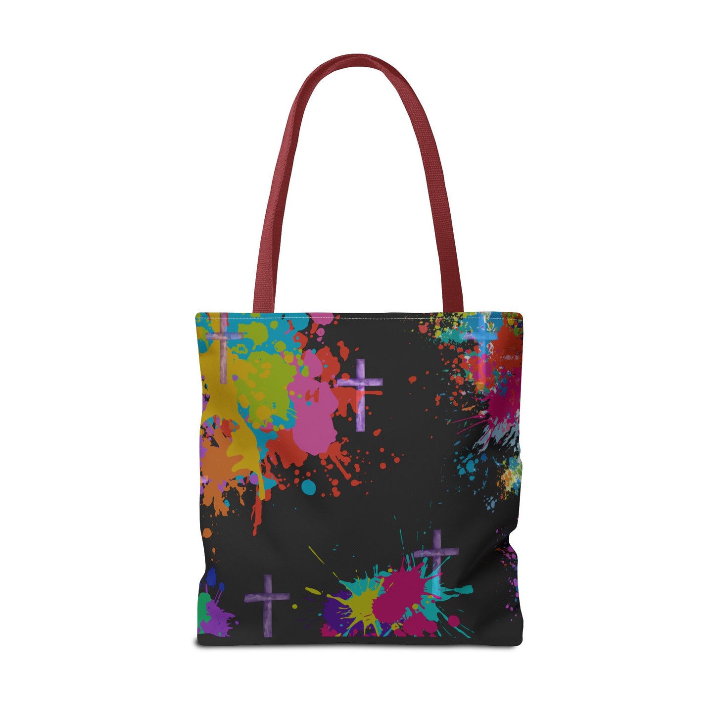 Colorful Splash Cross Tote Bag, Canvas Shopping Bag, Trendy Beach Bag, Festival Tote, Gift for Creative Souls