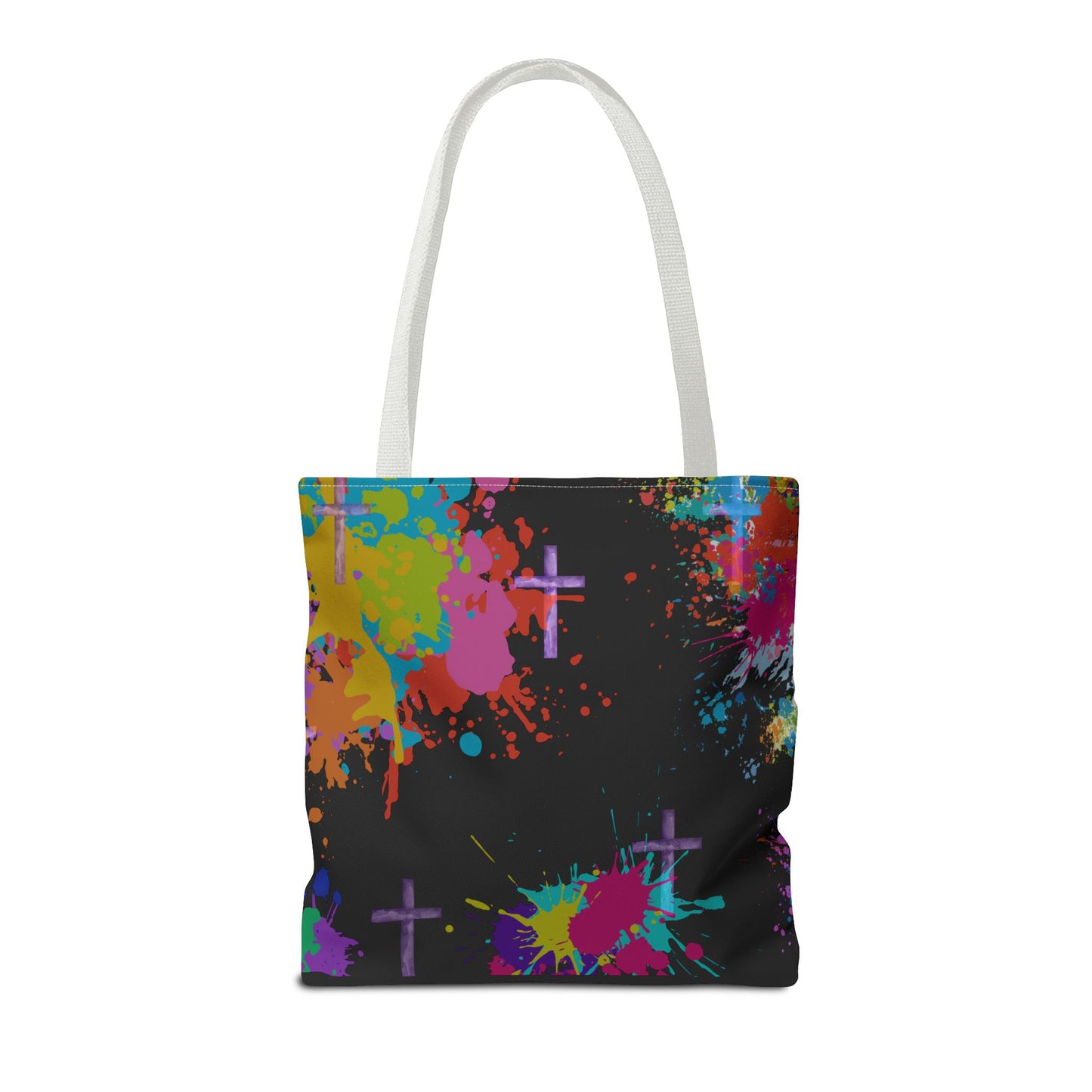Colorful Splash Cross Tote Bag, Canvas Shopping Bag, Trendy Beach Bag, Festival Tote, Gift for Creative Souls