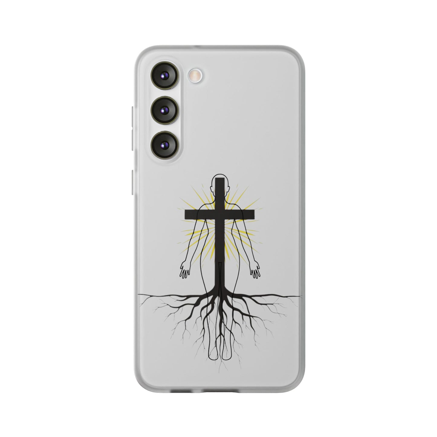 Spiritual healing Flexi Case, Motivational Phone Cover, Inspirational Gift idea, Cross Design Cell Phone Case, Unique Tech Accessory