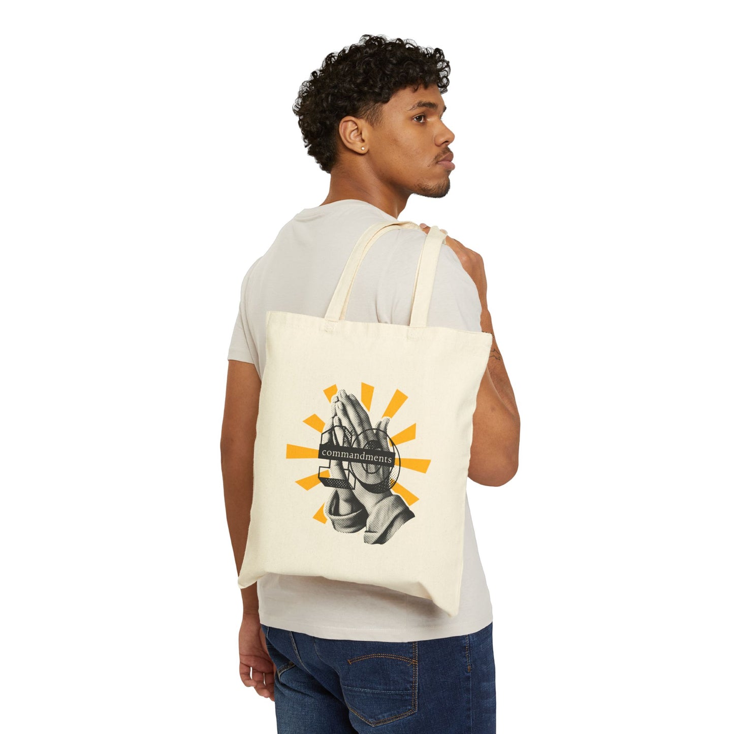 Praying Hands Canvas Tote Bag, Faith-Based Tote, Religious Gift, Spiritual Bag, Eco-Friendly Shopping Tote, Inspirational Gift