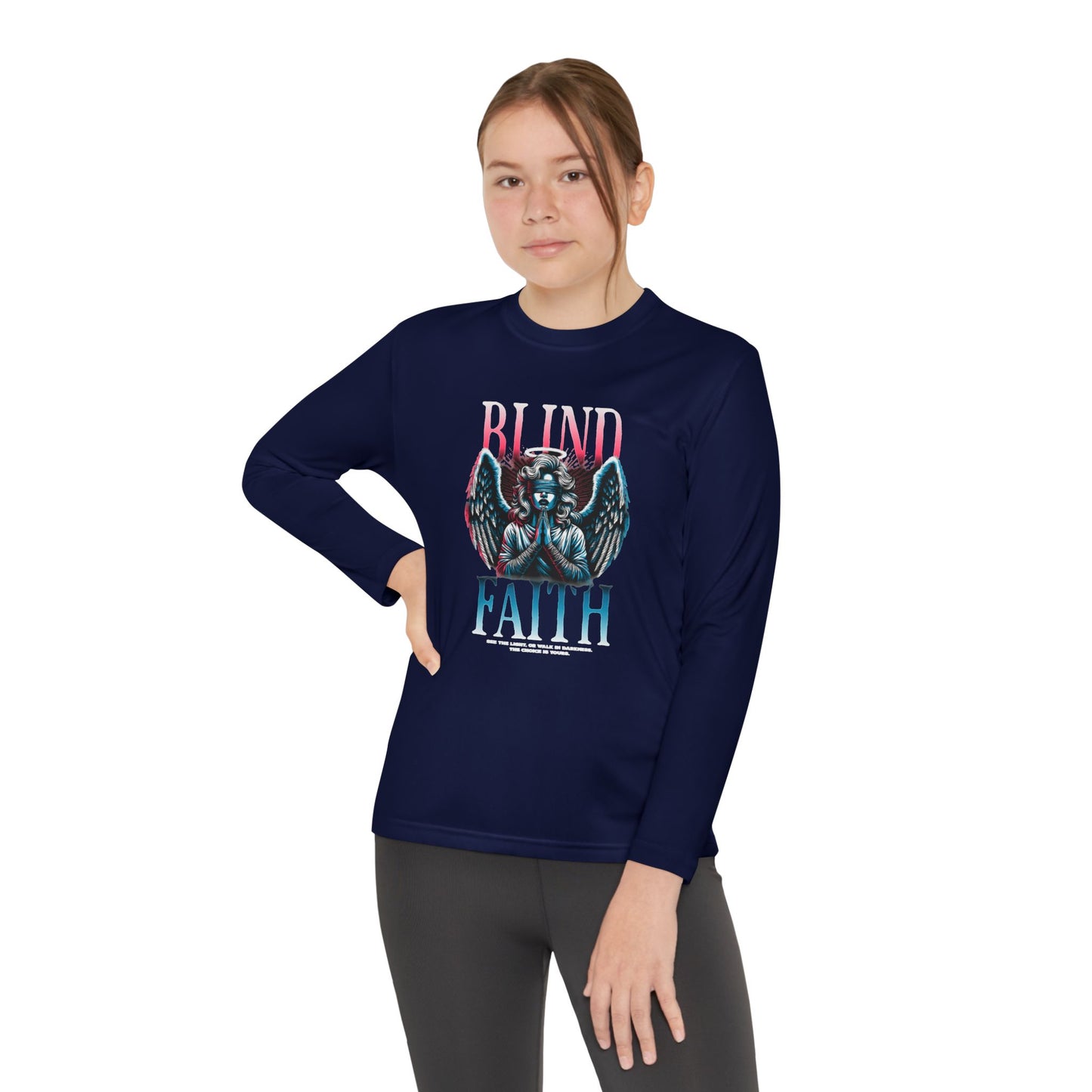 Youth Long Sleeve Tee - Blind Faith Graphic, Stylish Kids Shirt, Birthday Gift, Casual Wear, Trendy Youth Apparel, Unique Design Shirt