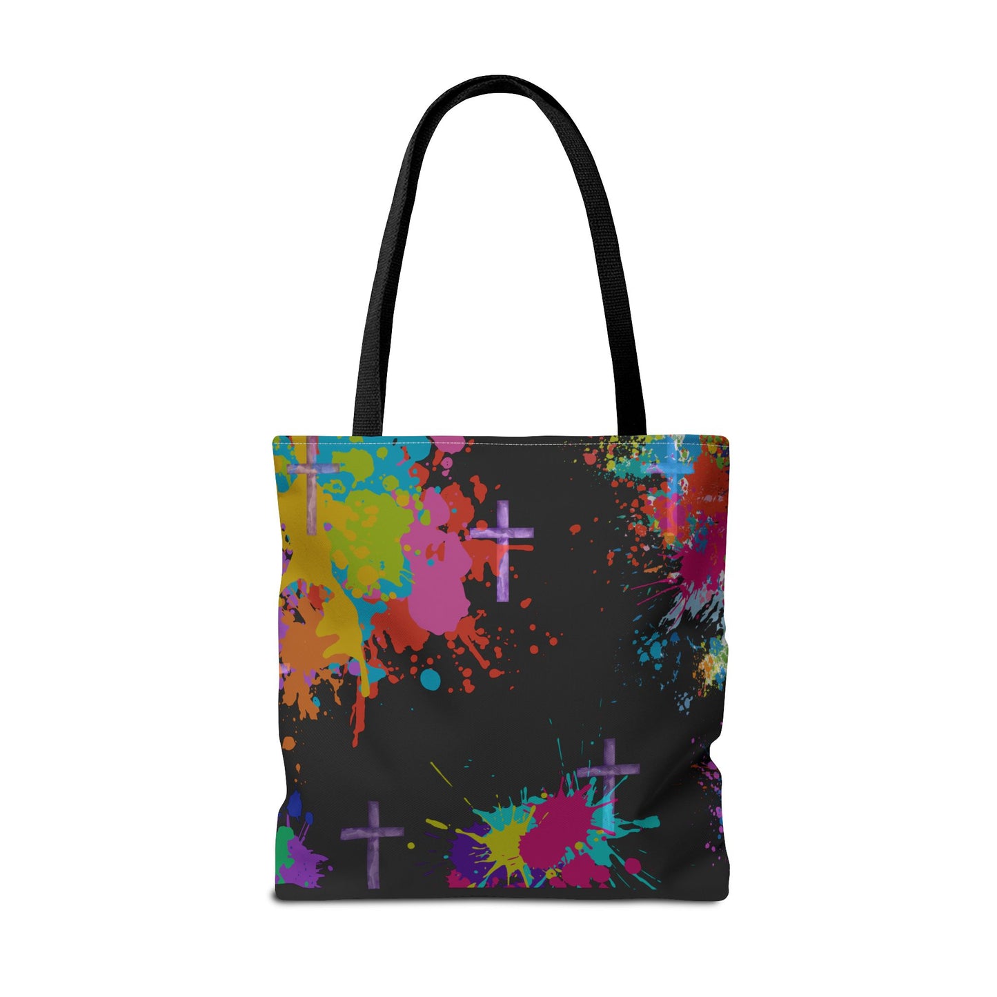 Colorful Splash Cross Tote Bag, Canvas Shopping Bag, Trendy Beach Bag, Festival Tote, Gift for Creative Souls