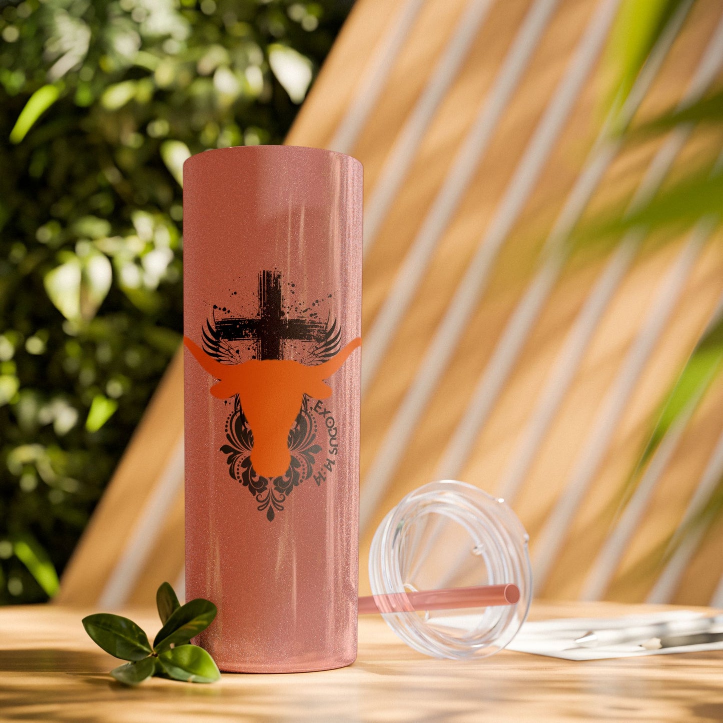 Faith inspired Texas State University at Austin Longhorn themed Skinny Tumbler| university Style Travel Mug | Personalized Gift for university students|