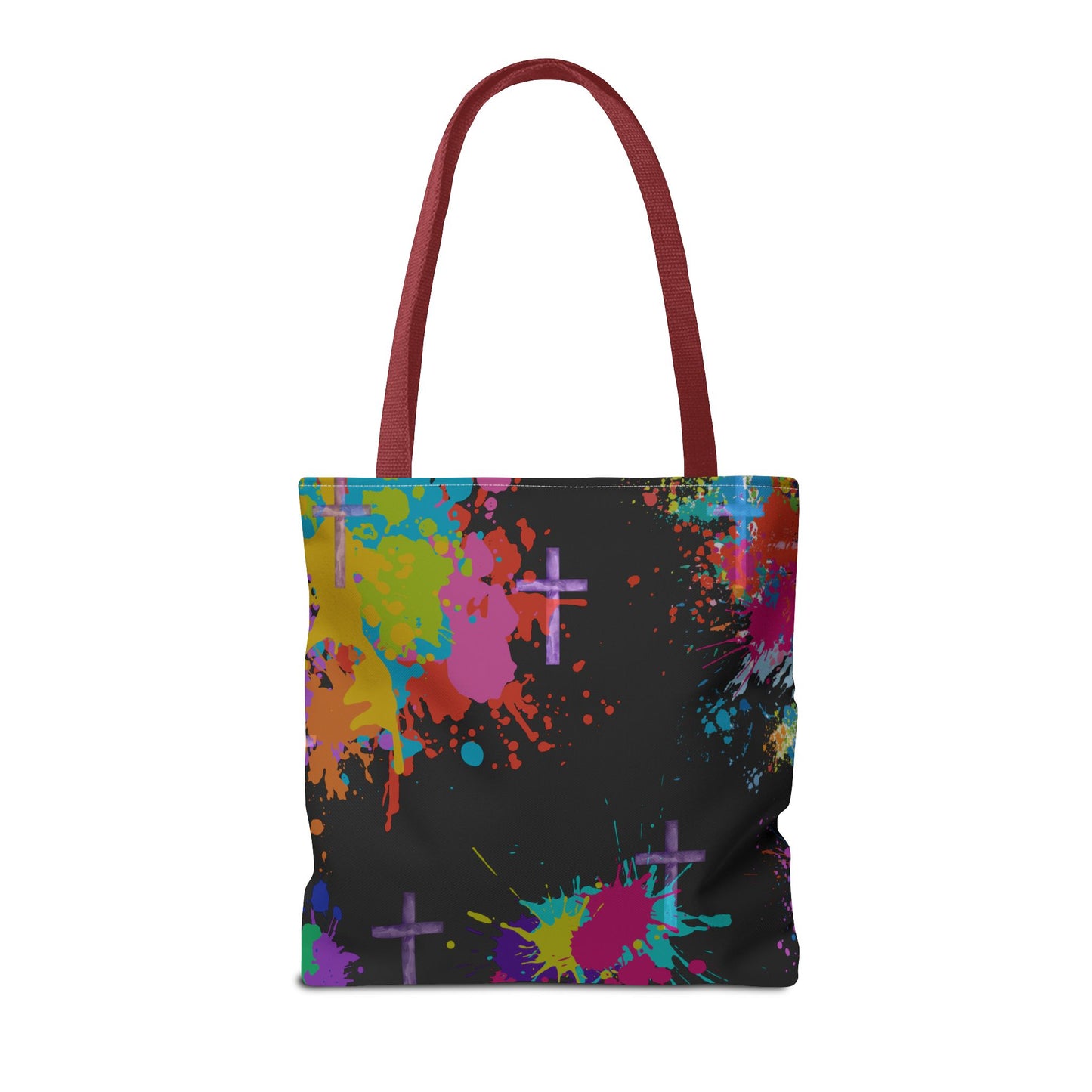 Colorful Splash Cross Tote Bag, Canvas Shopping Bag, Trendy Beach Bag, Festival Tote, Gift for Creative Souls
