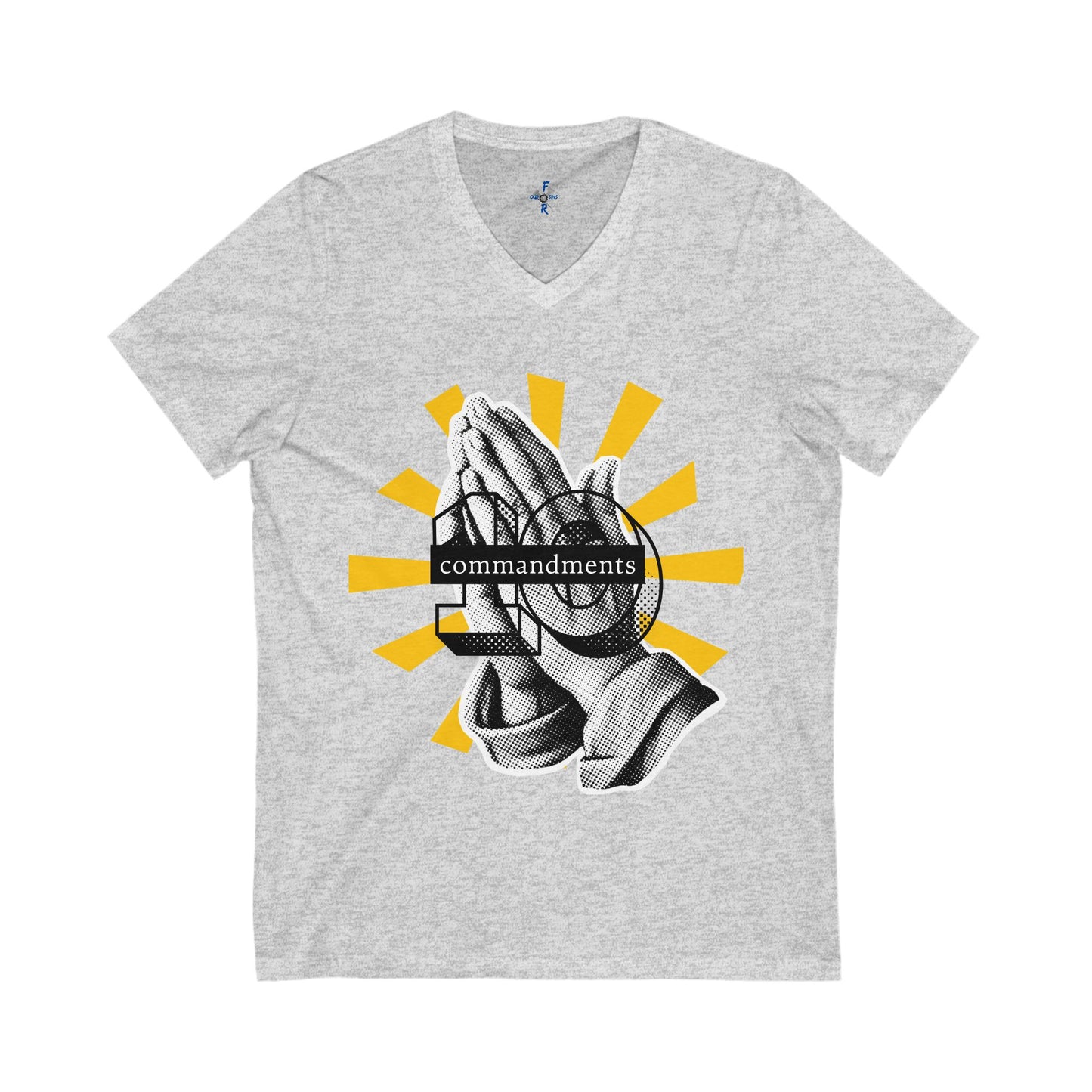 Praying Hands Graphic Tee | Unisex V-Neck T-Shirt, Bible themed graphic tee, Religious Gift, Inspirational Apparel, Commandments Shirt