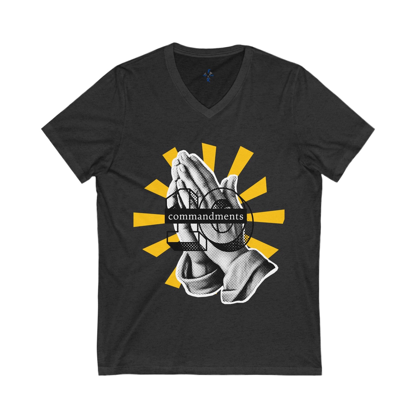 Praying Hands Graphic Tee | Unisex V-Neck T-Shirt, Bible themed graphic tee, Religious Gift, Inspirational Apparel, Commandments Shirt