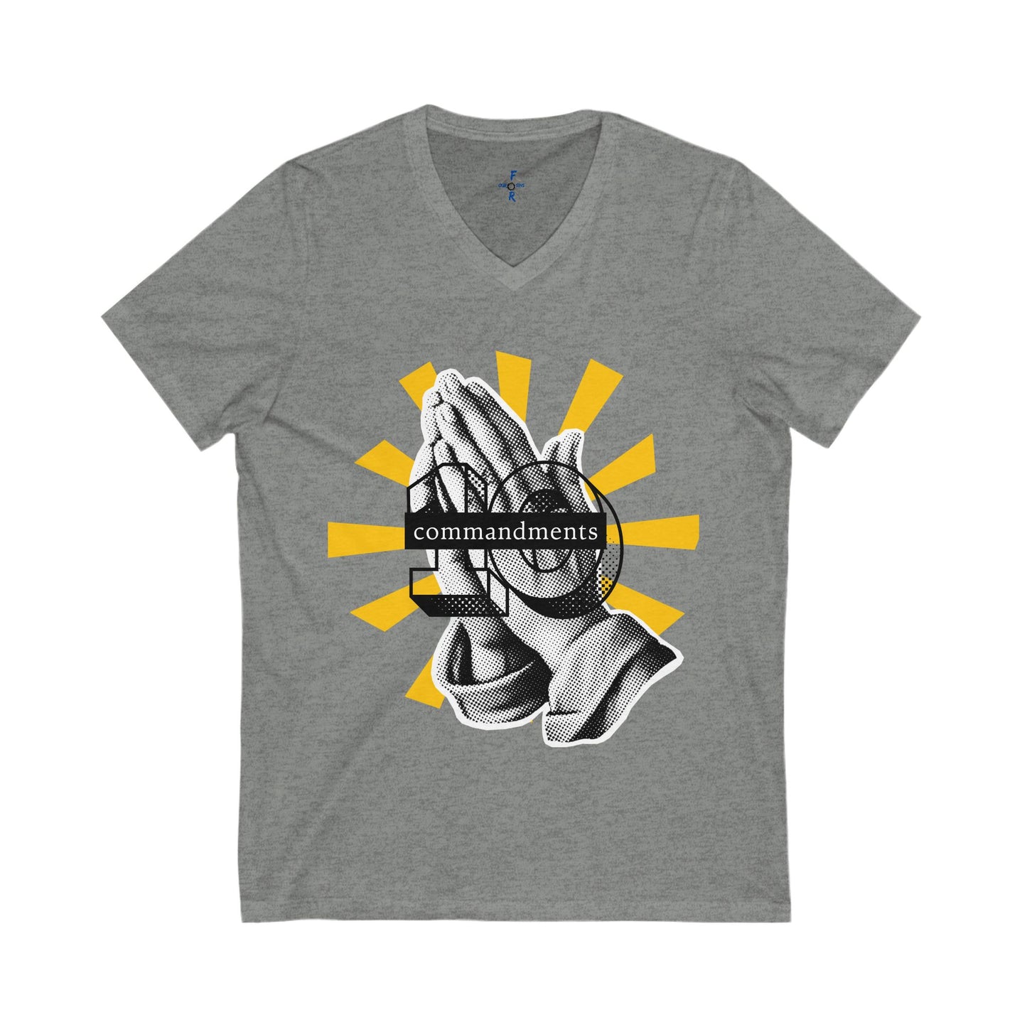 Praying Hands Graphic Tee | Unisex V-Neck T-Shirt, Bible themed graphic tee, Religious Gift, Inspirational Apparel, Commandments Shirt