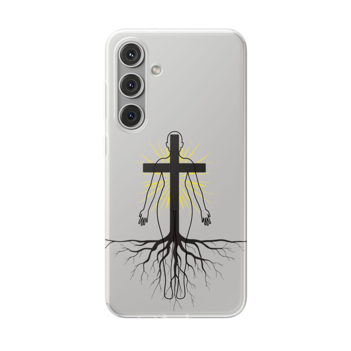 Spiritual healing Flexi Case, Motivational Phone Cover, Inspirational Gift idea, Cross Design Cell Phone Case, Unique Tech Accessory