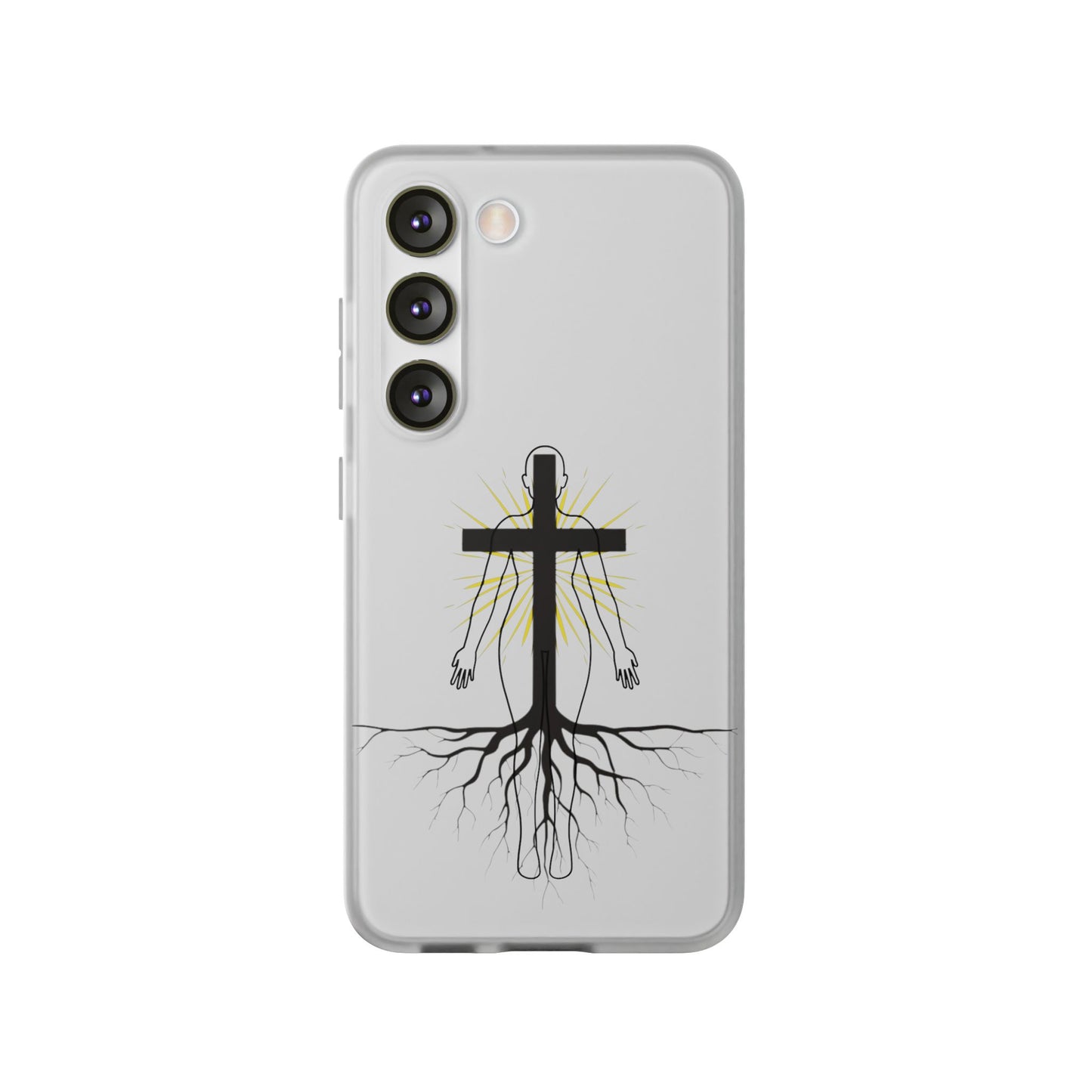 Spiritual healing Flexi Case, Motivational Phone Cover, Inspirational Gift idea, Cross Design Cell Phone Case, Unique Tech Accessory