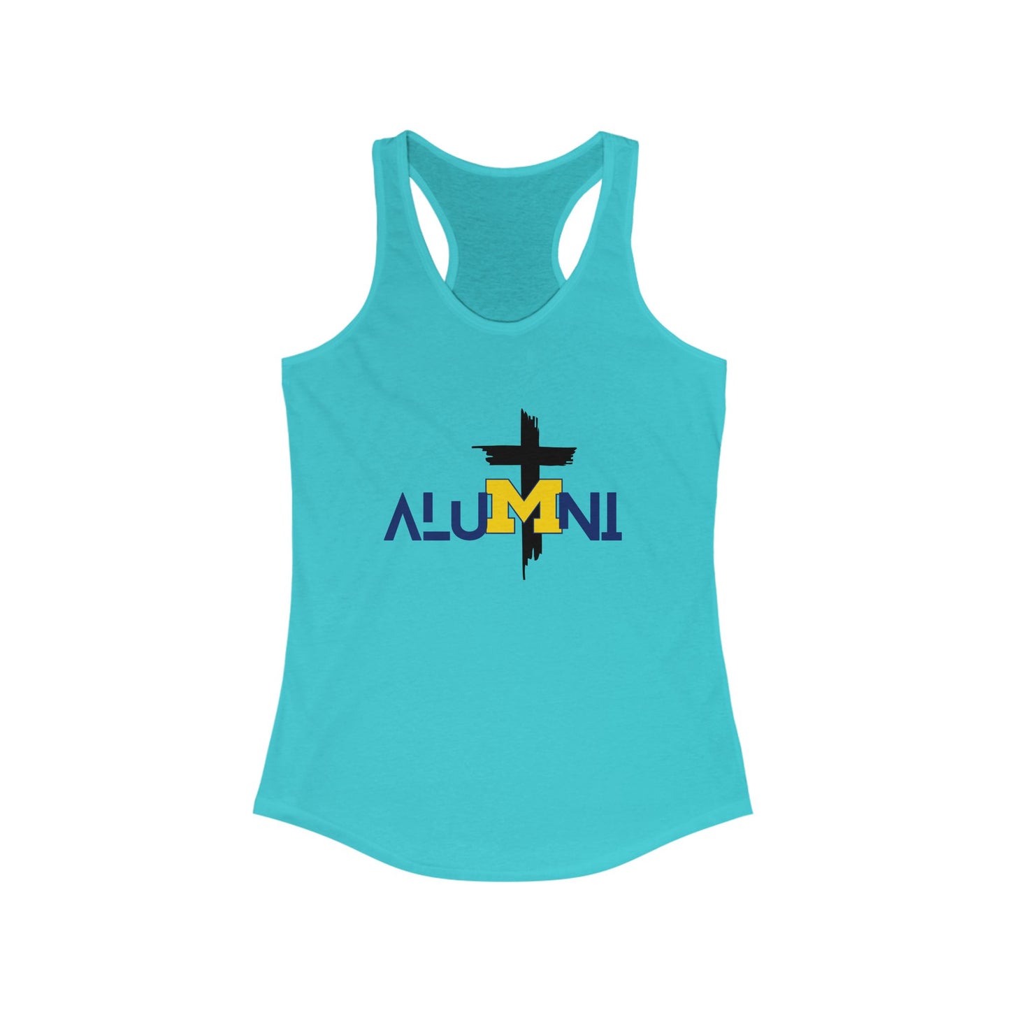 Michigan State themed Alumni Cross Design Racerback Tank | faith inspired College Spirit Wear, University Graduation Gift, Michigan State Casual Summer Top, Gift for Her