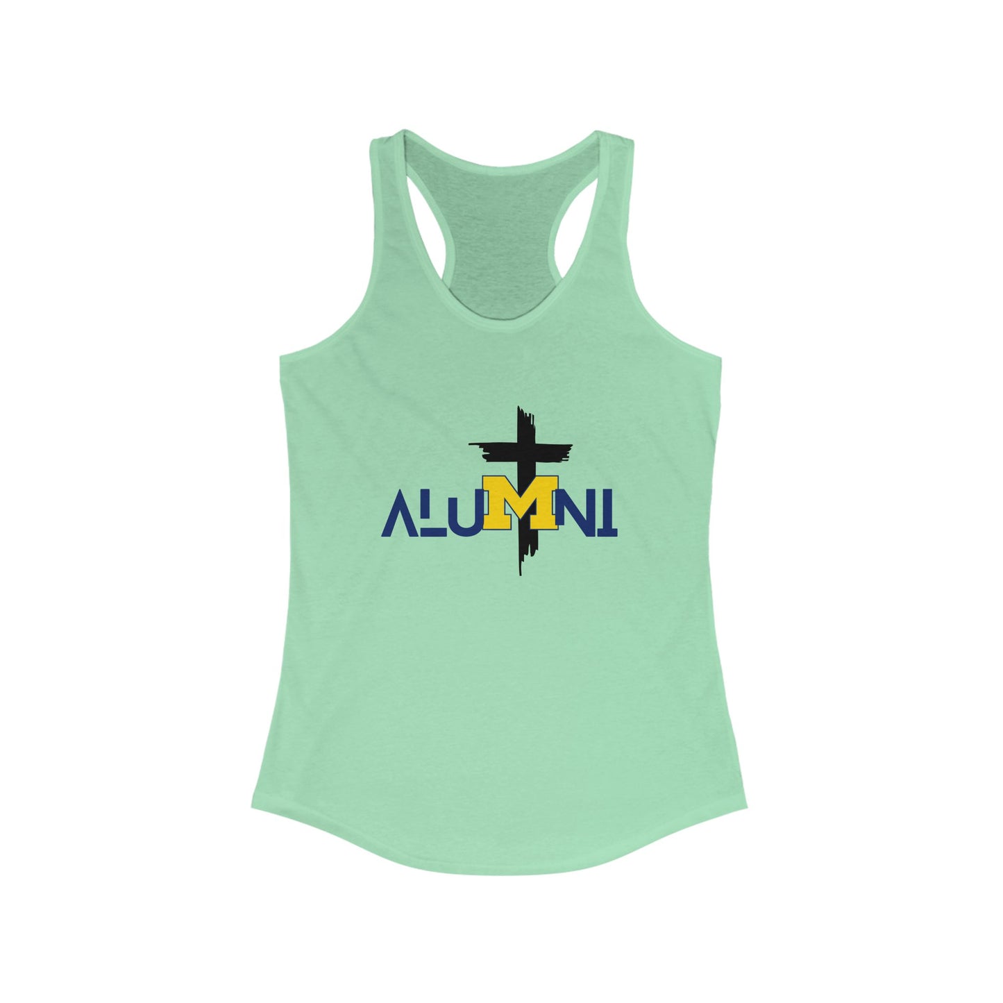 Michigan State themed Alumni Cross Design Racerback Tank | faith inspired College Spirit Wear, University Graduation Gift, Michigan State Casual Summer Top, Gift for Her