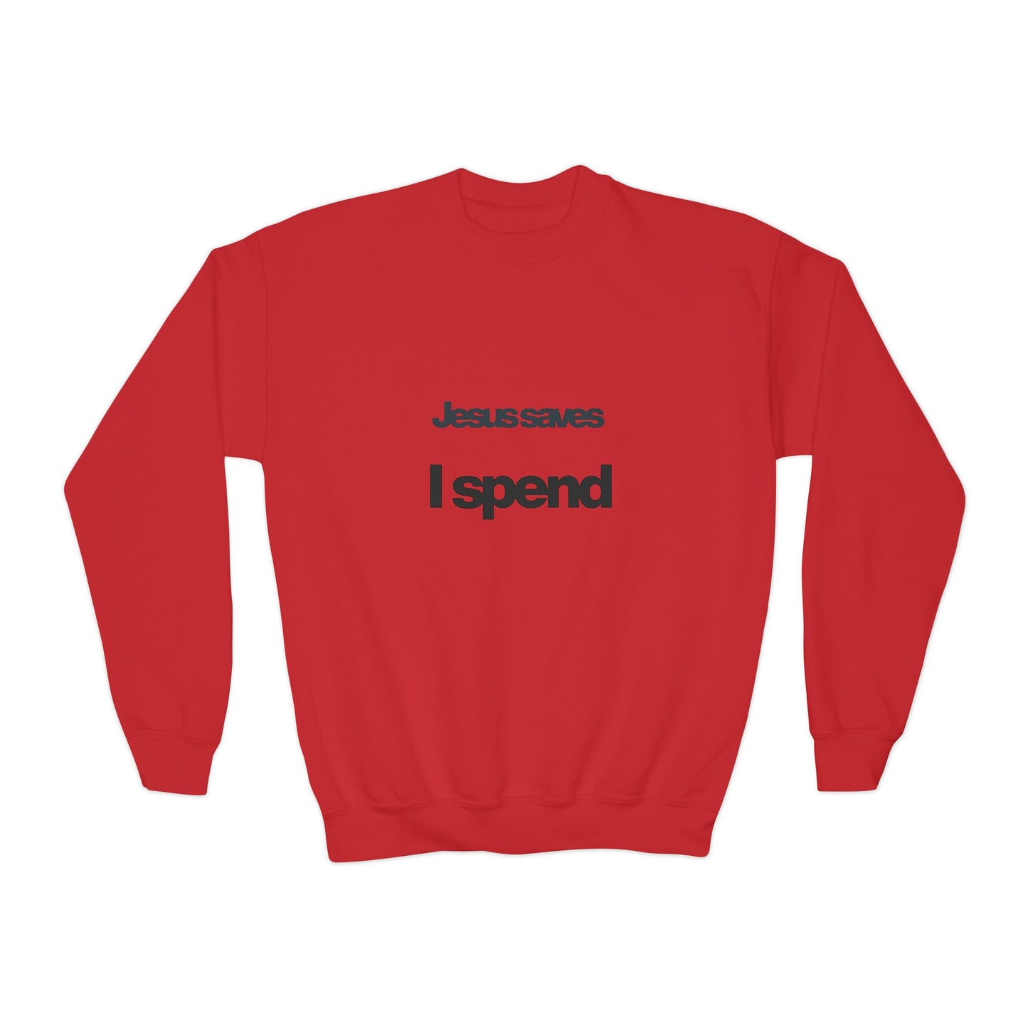 Jesus Saves Youth Crewneck Sweatshirt, spiritual streetwear, Sweatshirt, Youth trendy Apparel, Cozy Everyday Wear, Gifts for Teens