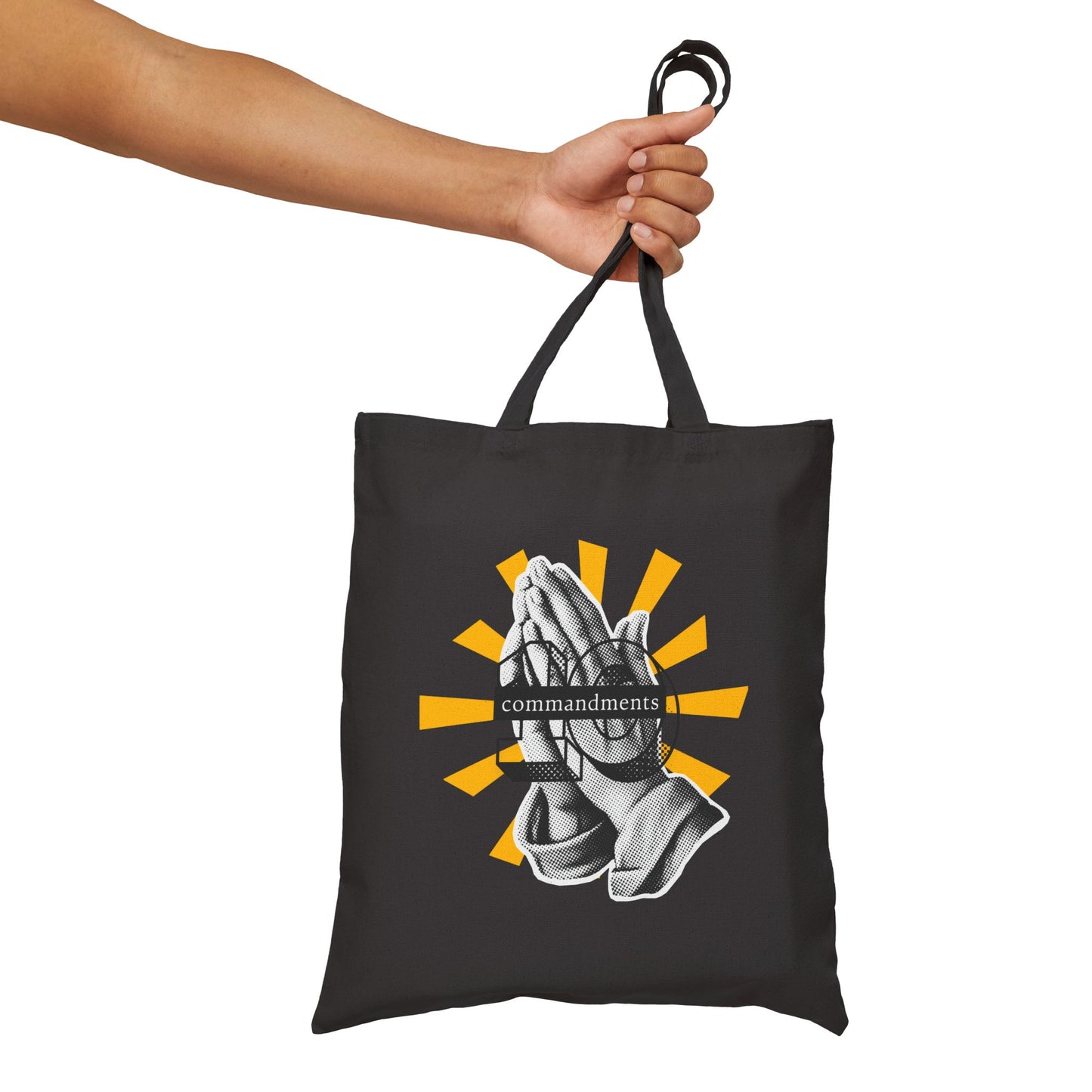 Praying Hands Canvas Tote Bag, Faith-Based Tote, Religious Gift, Spiritual Bag, Eco-Friendly Shopping Tote, Inspirational Gift