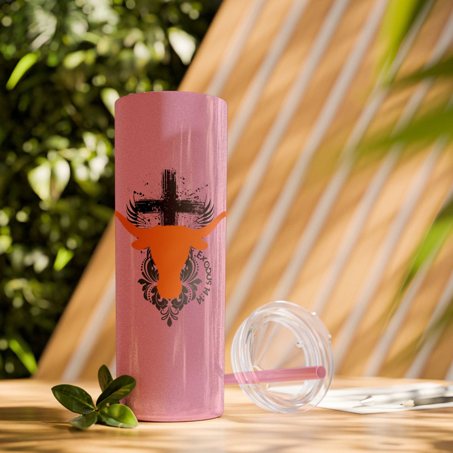Faith inspired Texas State University at Austin Longhorn themed Skinny Tumbler| university Style Travel Mug | Personalized Gift for university students|