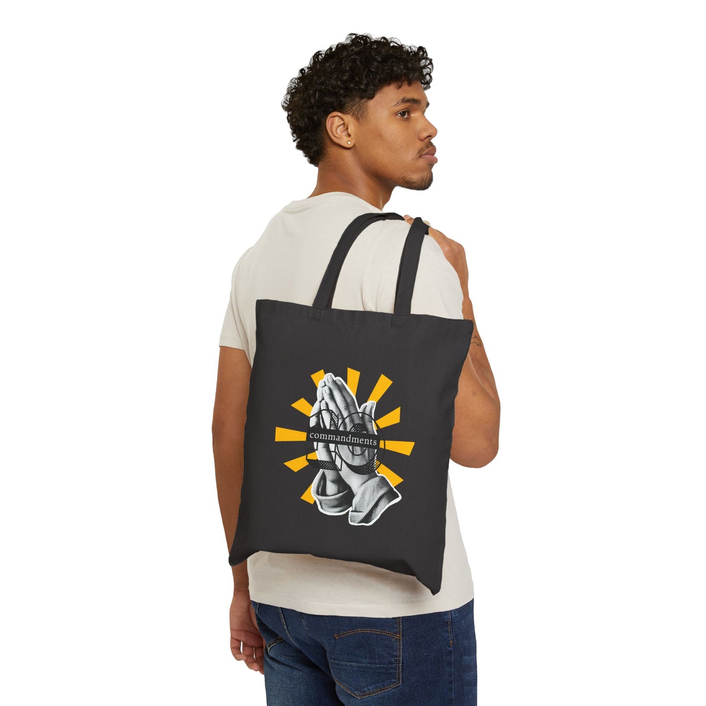 Praying Hands Canvas Tote Bag, Faith-Based Tote, Religious Gift, Spiritual Bag, Eco-Friendly Shopping Tote, Inspirational Gift