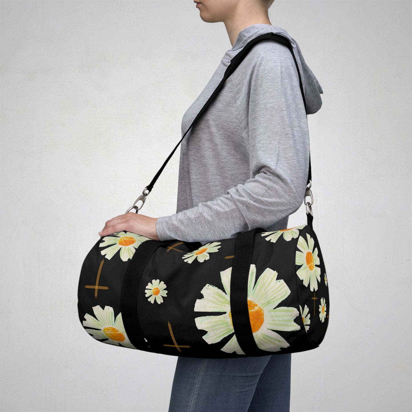 Chic Floral faith inspired cross design Duffel Bag for Travel, Gym, Weekend Getaways, trending faith based duffel bag for Women, Stylish Overnight Bag, Gift for Her