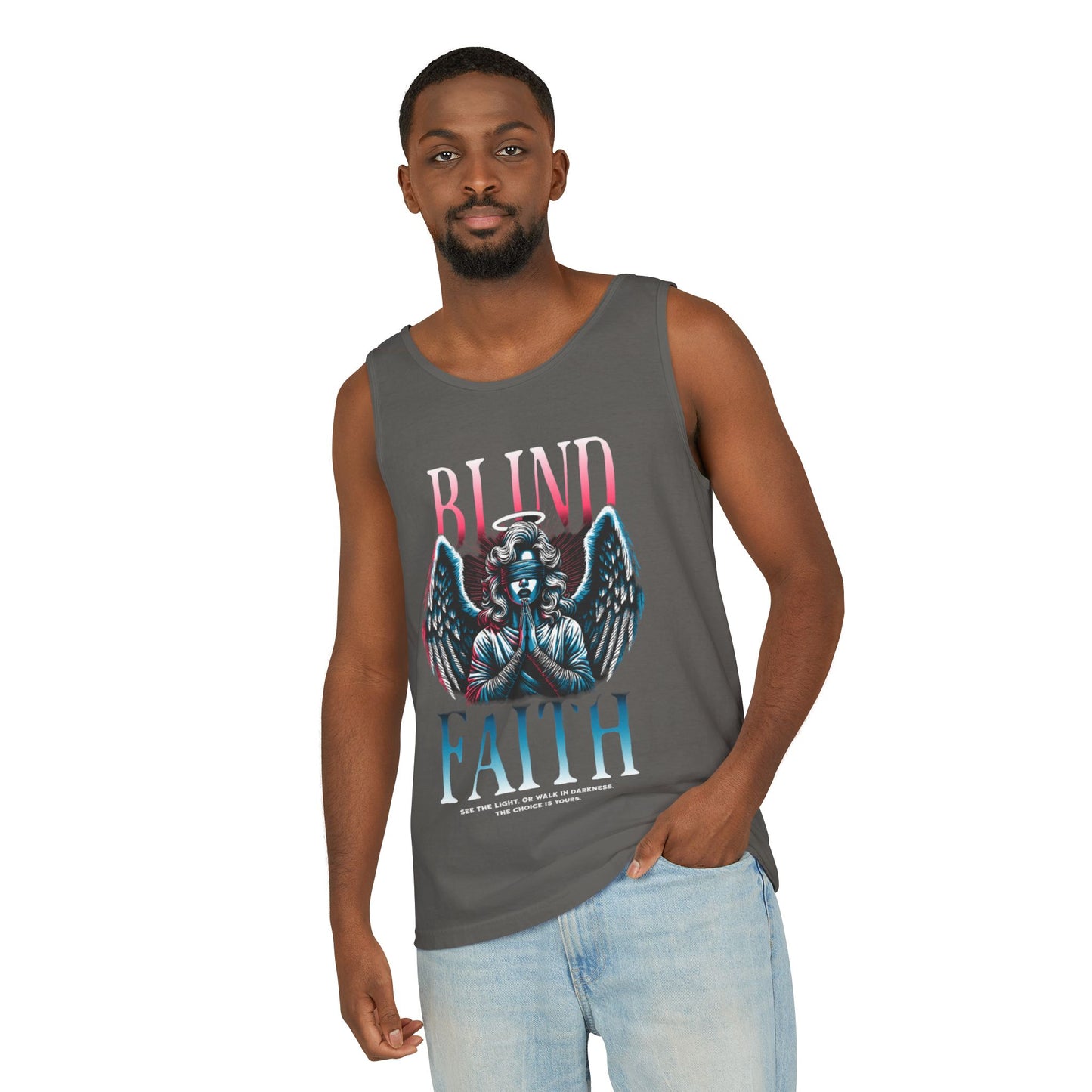 Stylish Unisex Graphic Tank Top - trendy Summer Attire, Casual Wear for everyday, Music Festivals, Gift Idea, Angel Theme