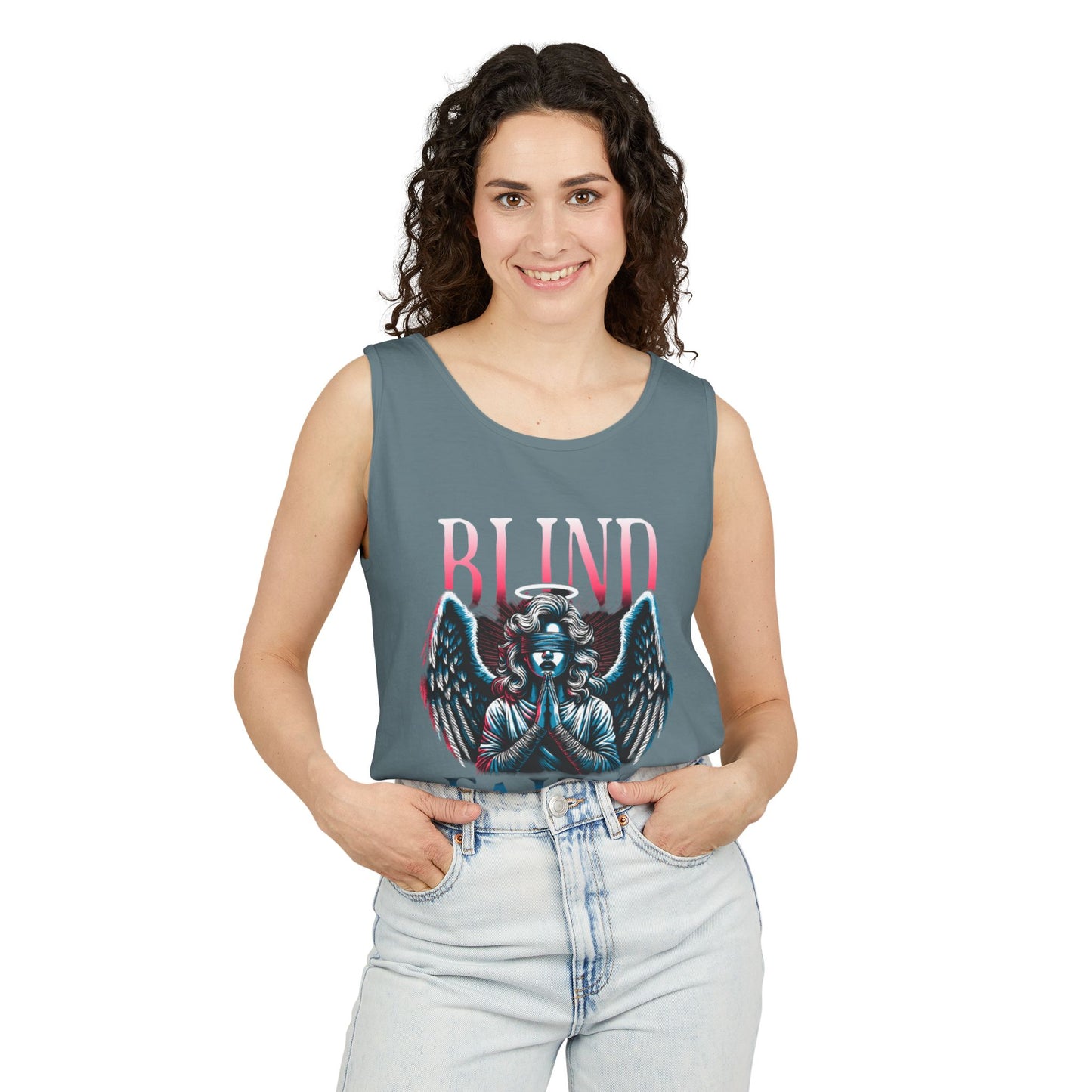 Stylish Unisex Graphic Tank Top - trendy Summer Attire, Casual Wear for everyday, Music Festivals, Gift Idea, Angel Theme